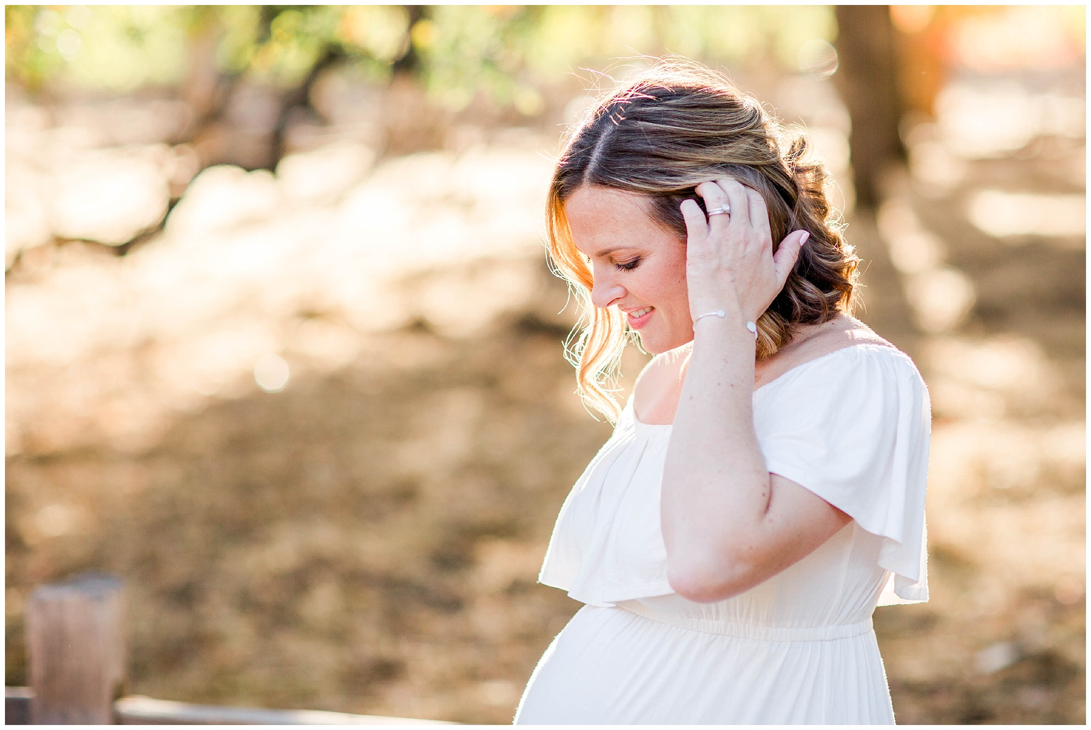 Bidwell Park Chico California Maternity Family White Dress,