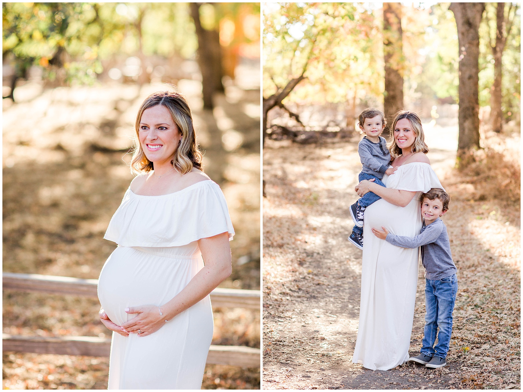 Bidwell Park Chico California Maternity Family White Dress,