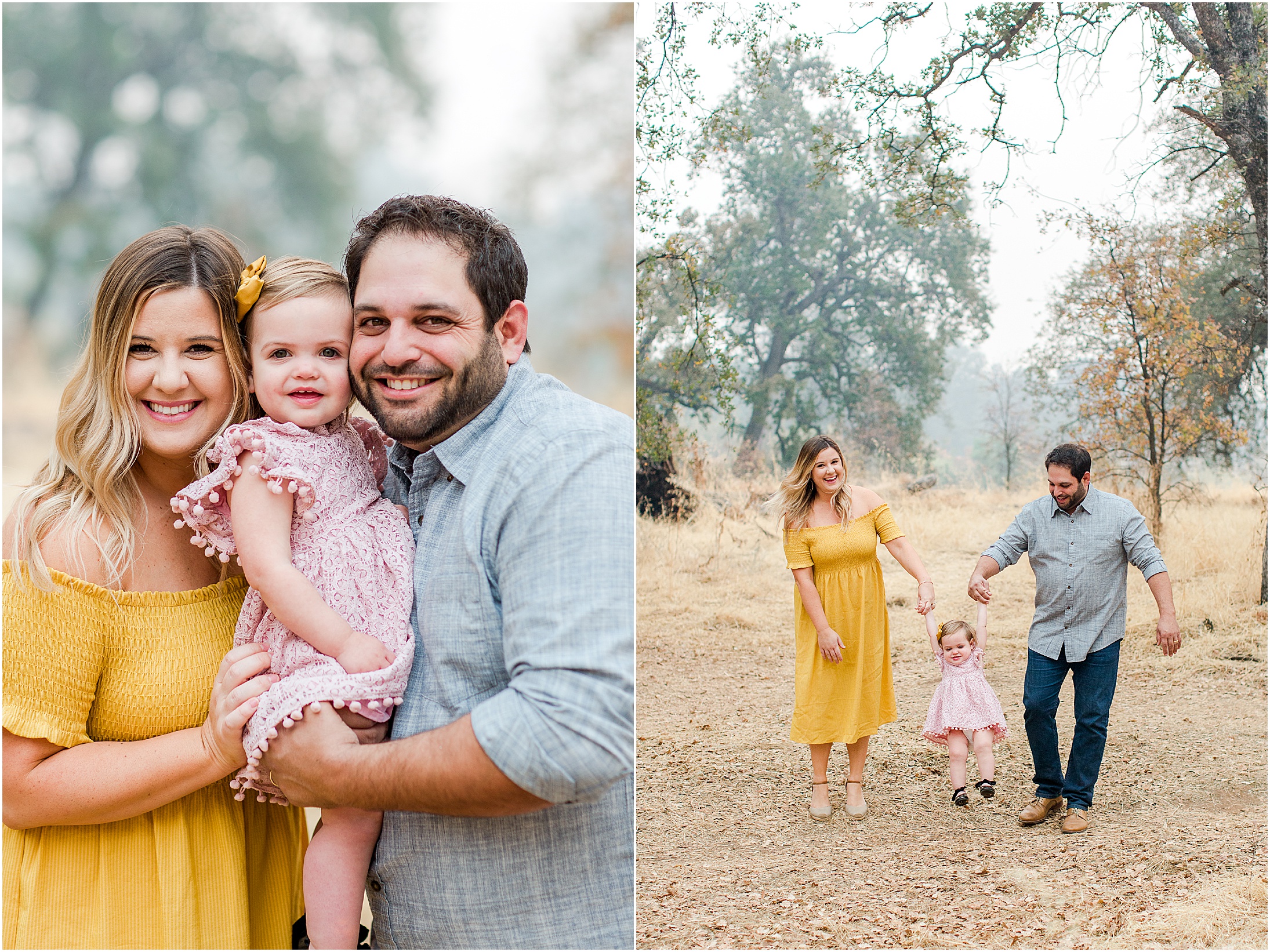 Upper Bidwell Park Chico California Fall Family Portraits Yellow Dress,