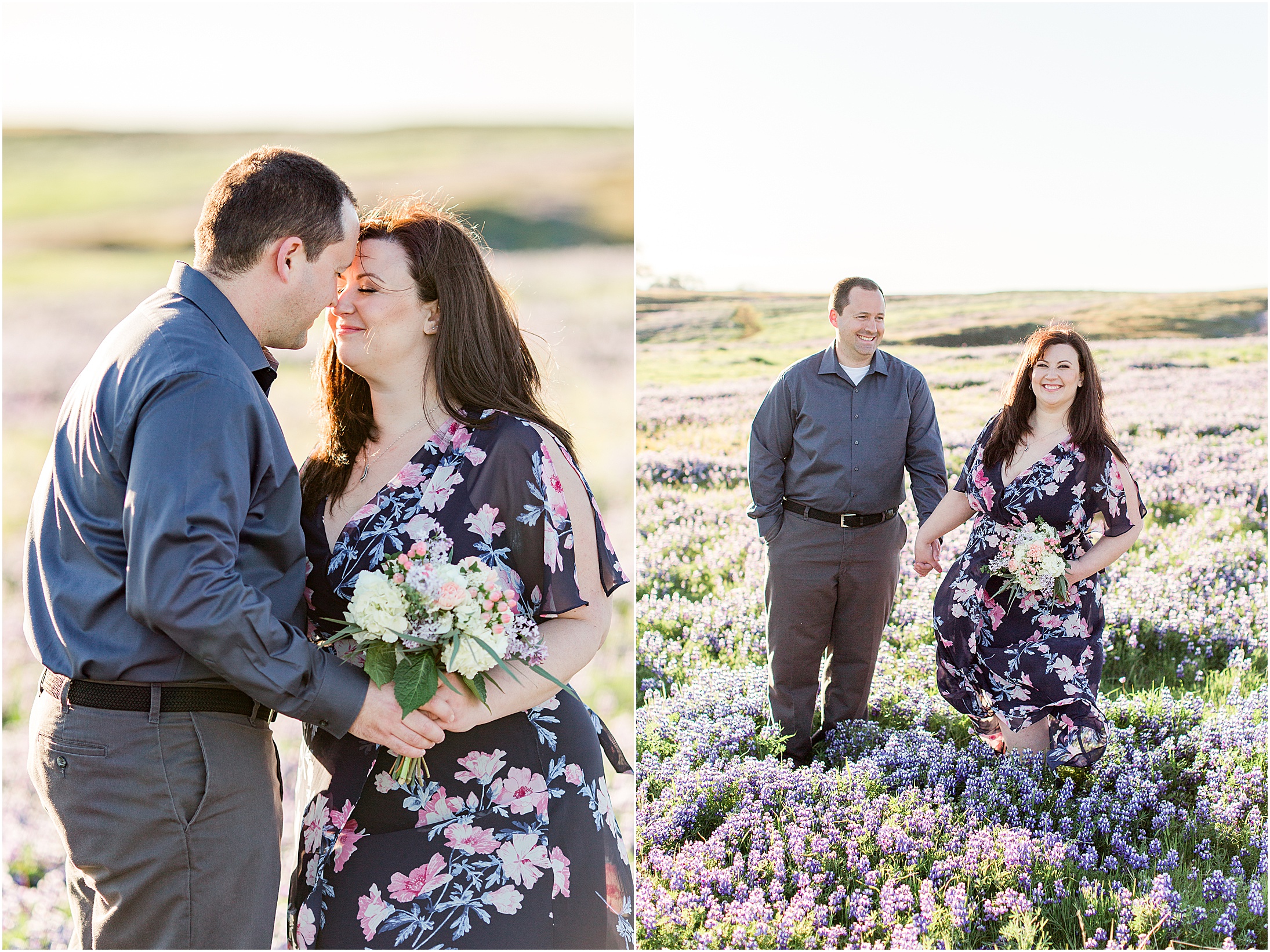 Table Mountain Butte County Spring Wildflowers Engagement Session Champagne Toast