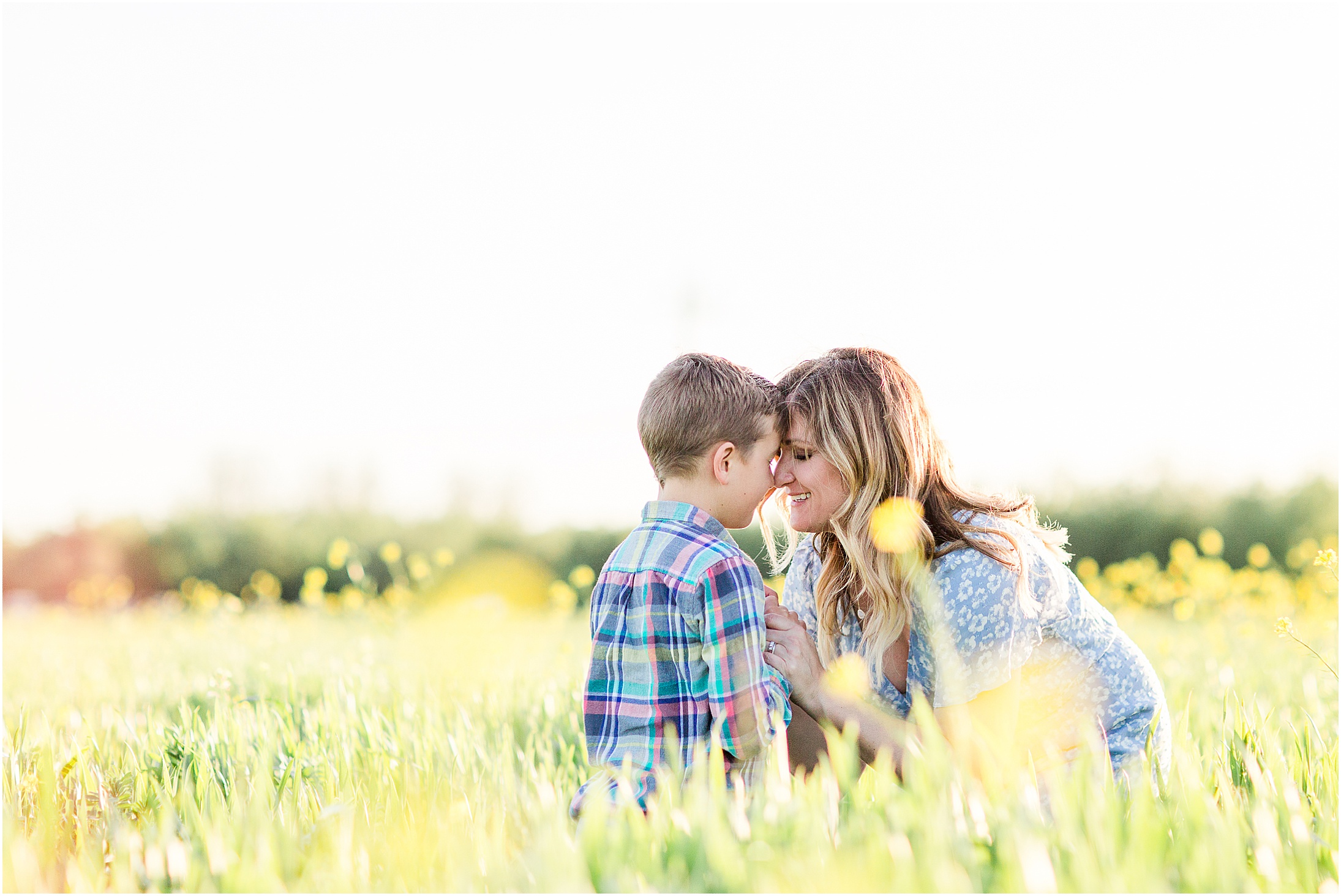 Wheat Field Flowers Chico California Family Session Mother Daughter Son,