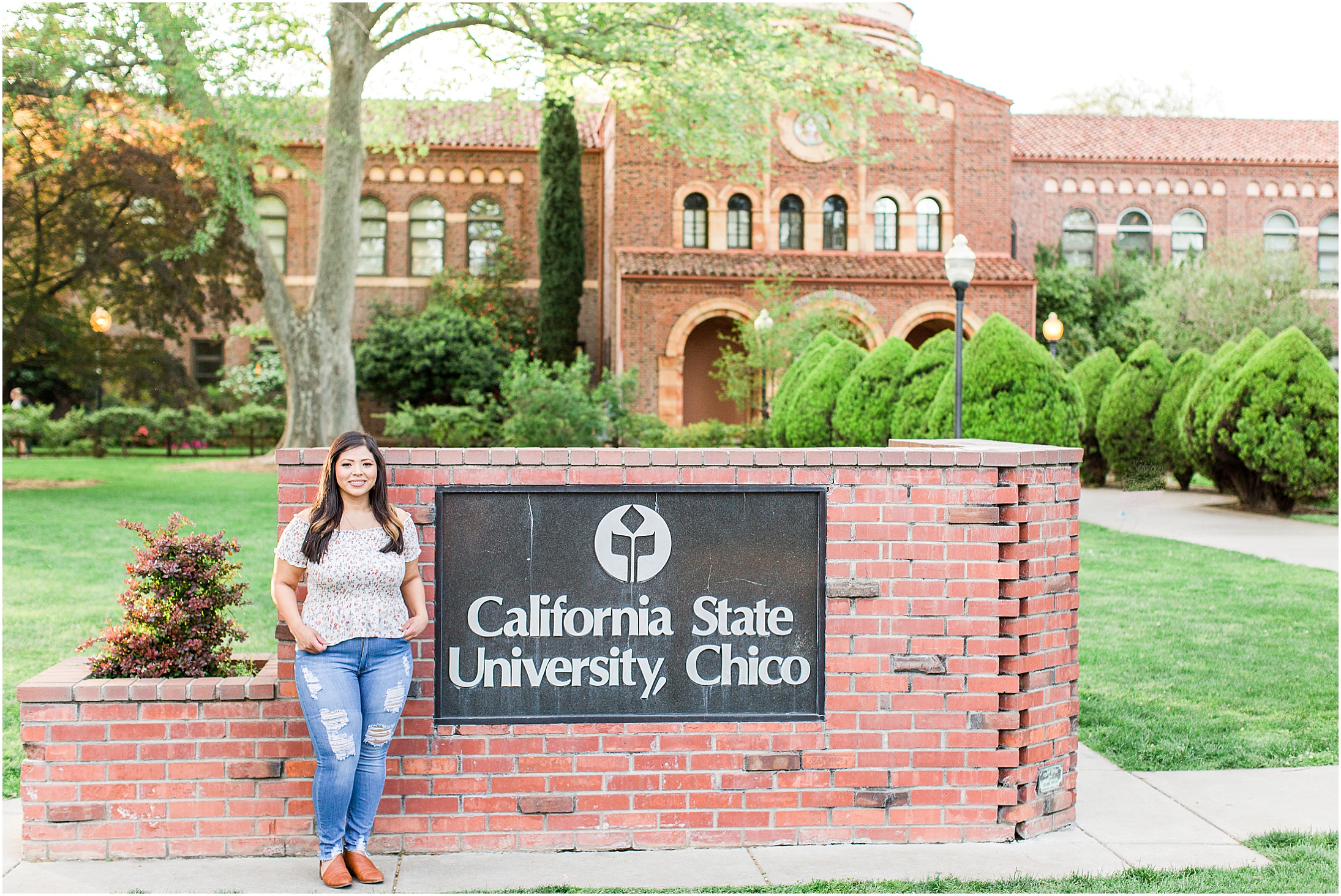 California State University Chico Kendall Hall College Senior Session Blush Dress,