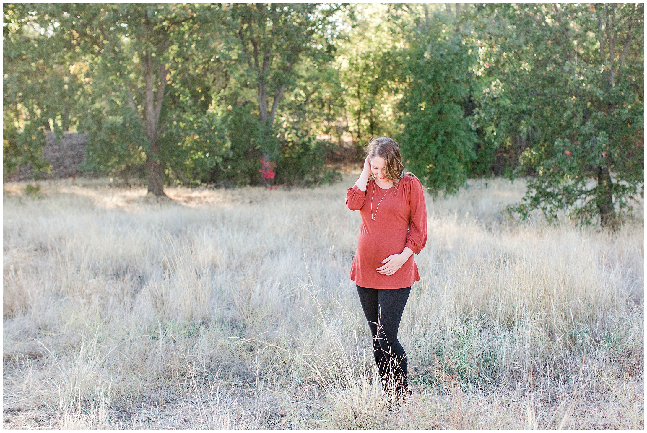 Grassy Fields Fall Maternity Family Session Chico California,