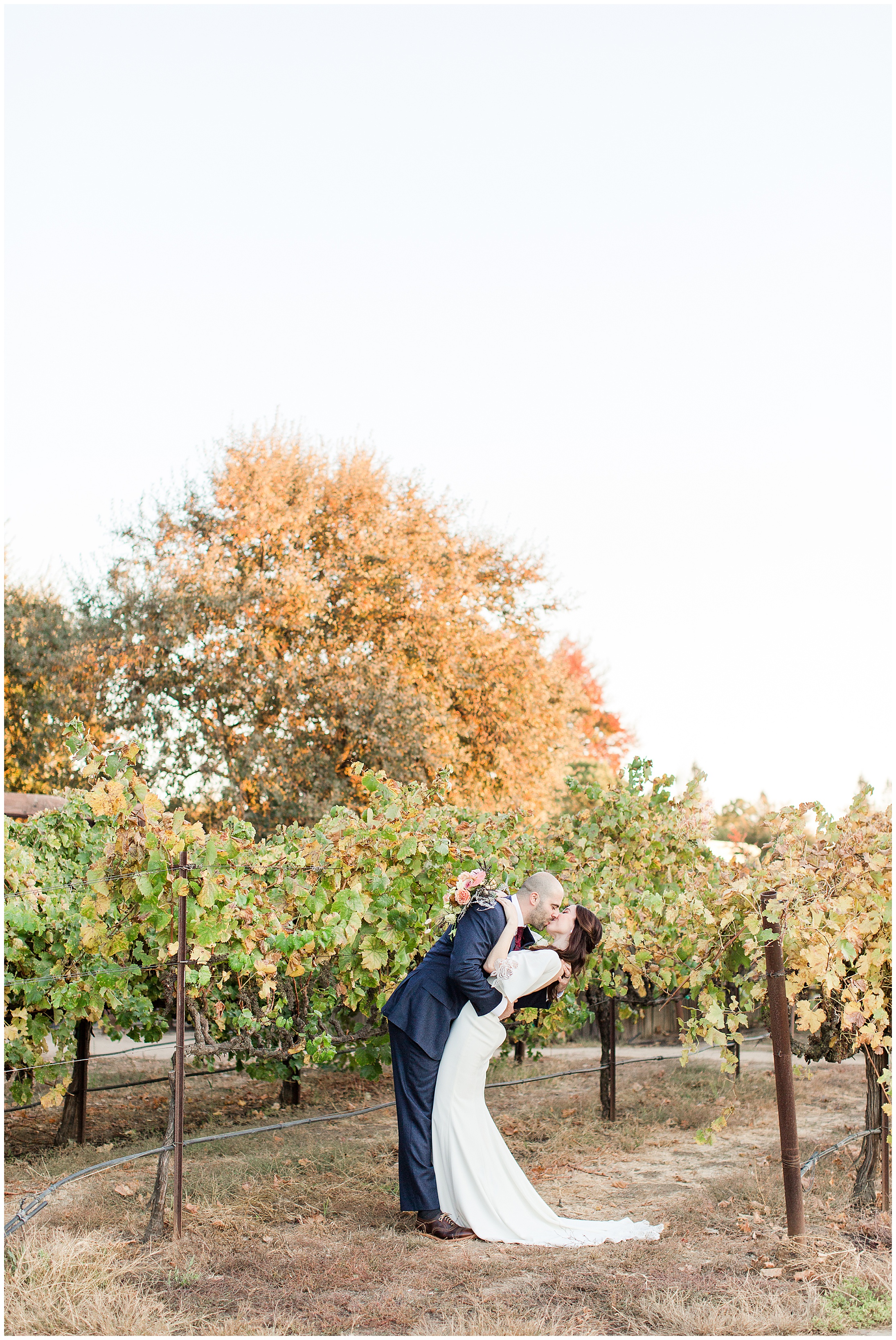 Bride and Groom Dip at Wine and Roses Vineyard | Tiffani + Yusef