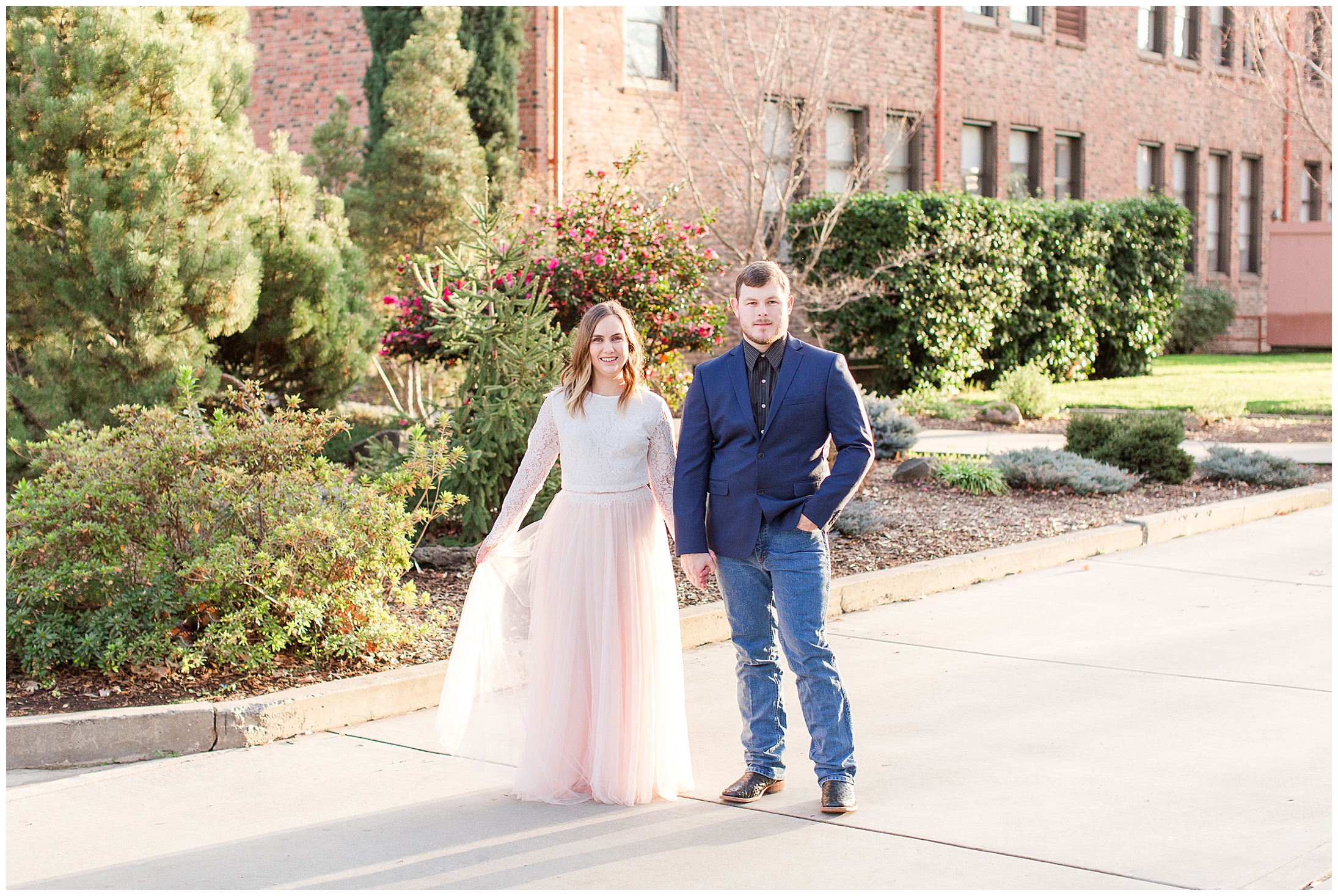 California State University Chico Winter Engagement Session Tulle Skirt Bouquet,