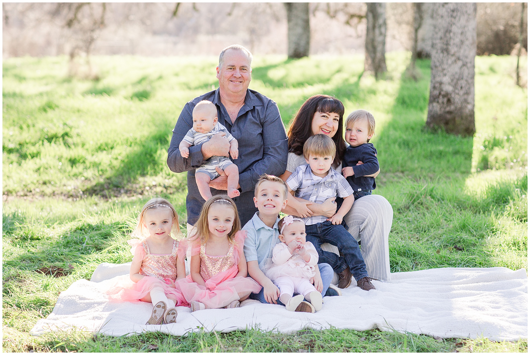 Large Extended Family Session Upper Bidwell Park Chico California Bench Blanket Grandparents,