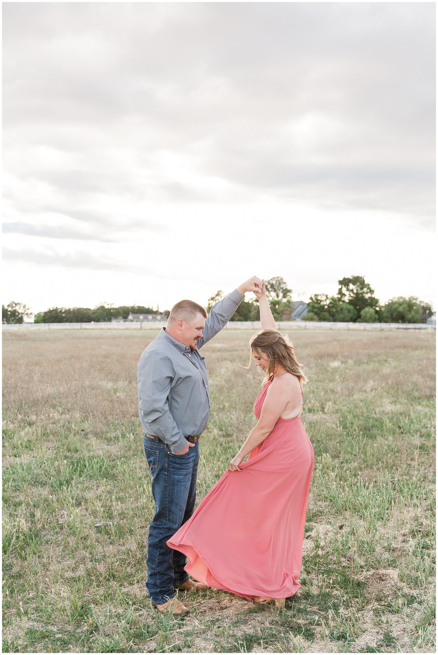 Ranch Engagement Session Twirling Under the Storm | Shay + Matt