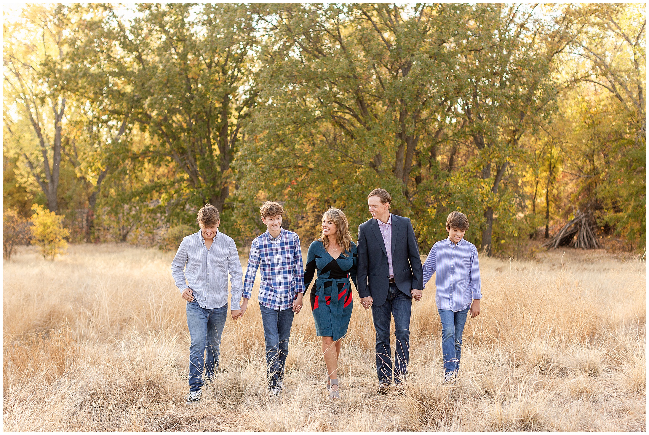 Family Walk in Grass Field | Kristi + Todd