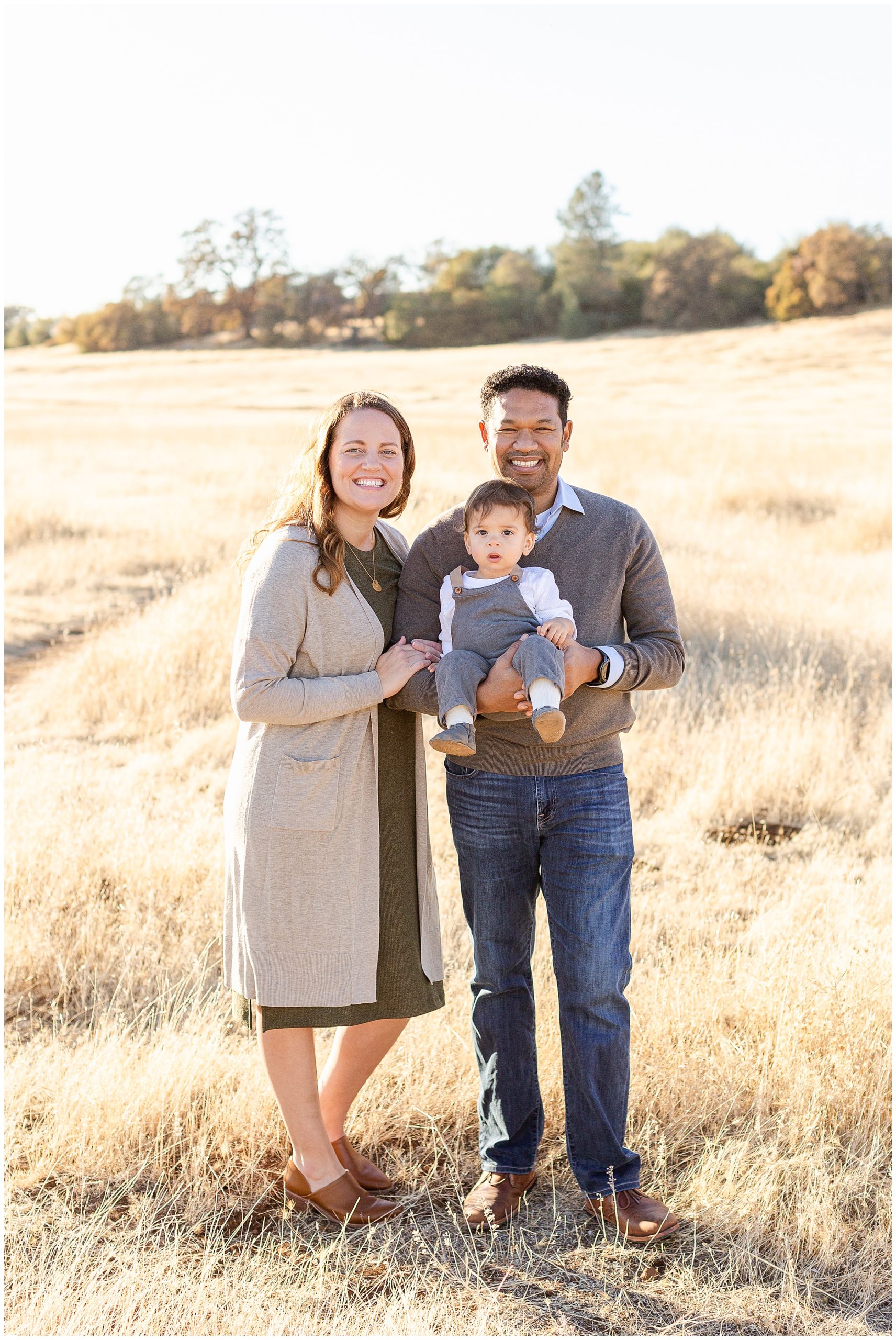 One Year Old Fall Family Portraits in Overalls | Holly + Zac