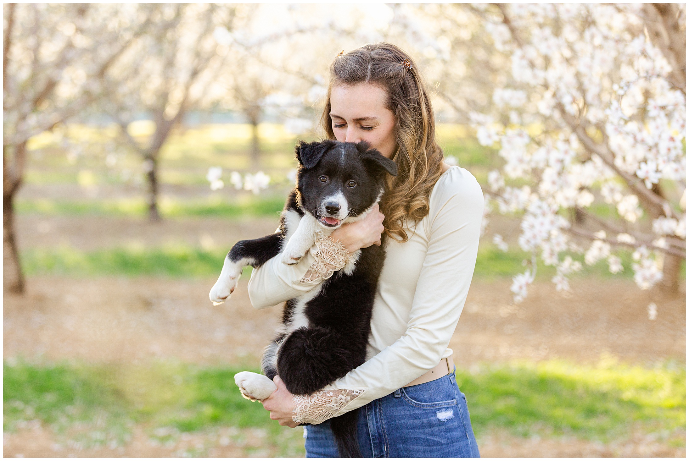 Almond Blossoms Extended Family Session February Dogs Barn,