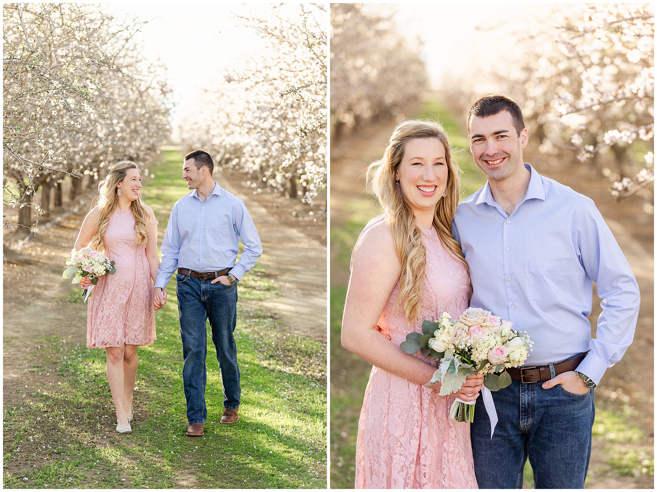 Almond Blossom Orchard Engagement Session Orland CA February,