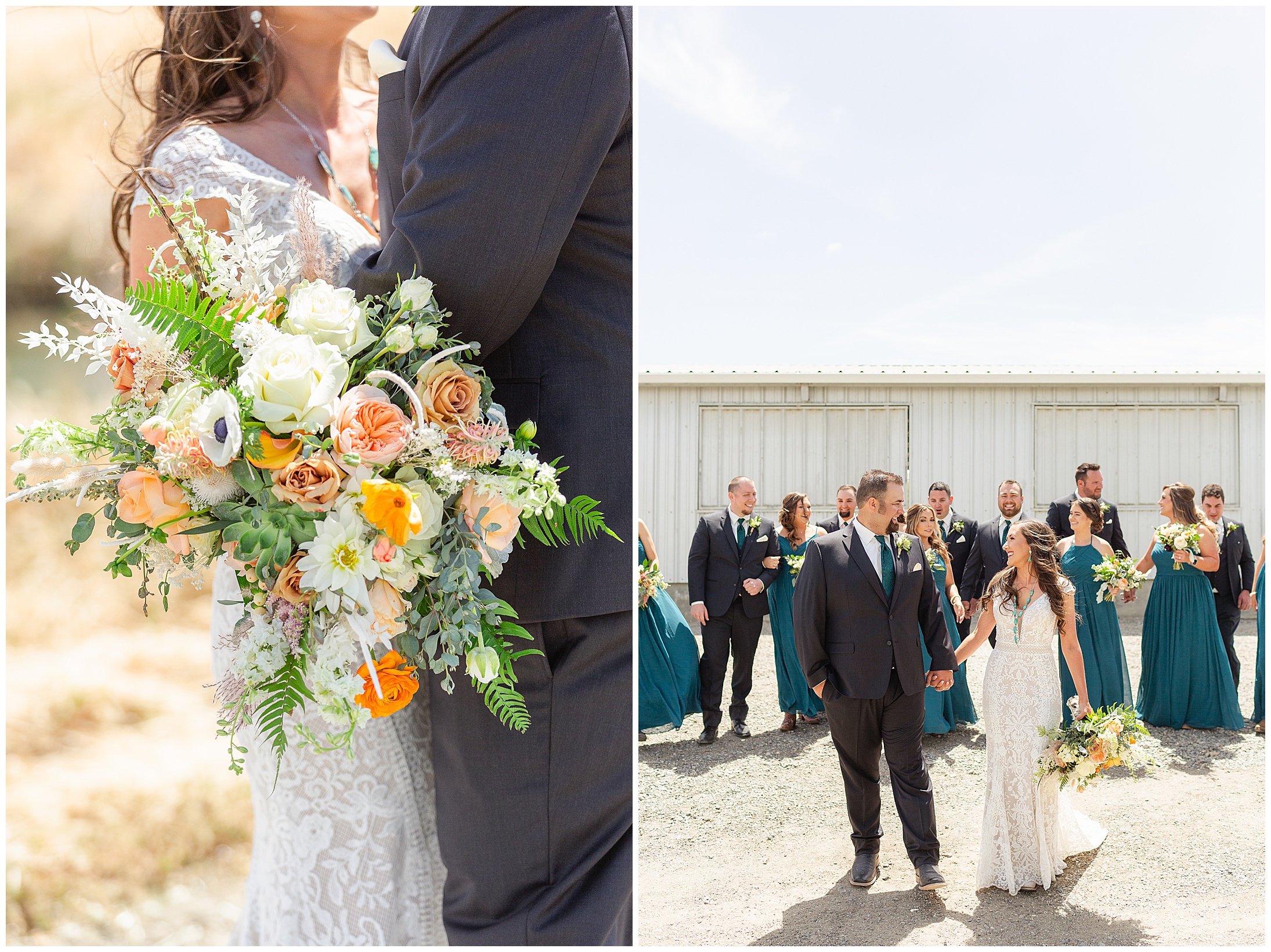 Private Estate Dairy Farm Country Wedding Willows CA Peacock Teal Dresses Cowboy Boots Horse Dog,