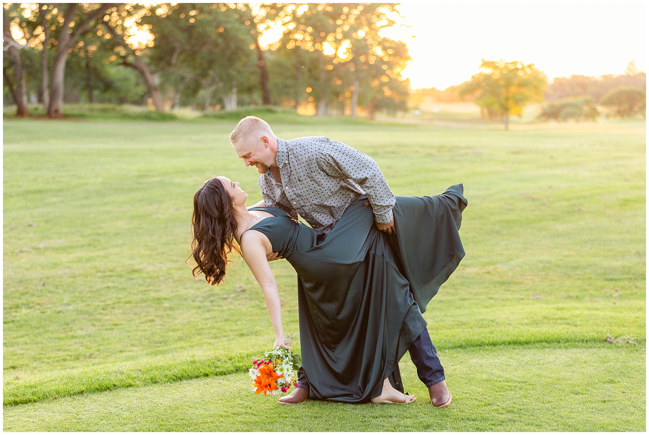 Bidwell Park Golf Course Engagement Session Chico CA Lilies,