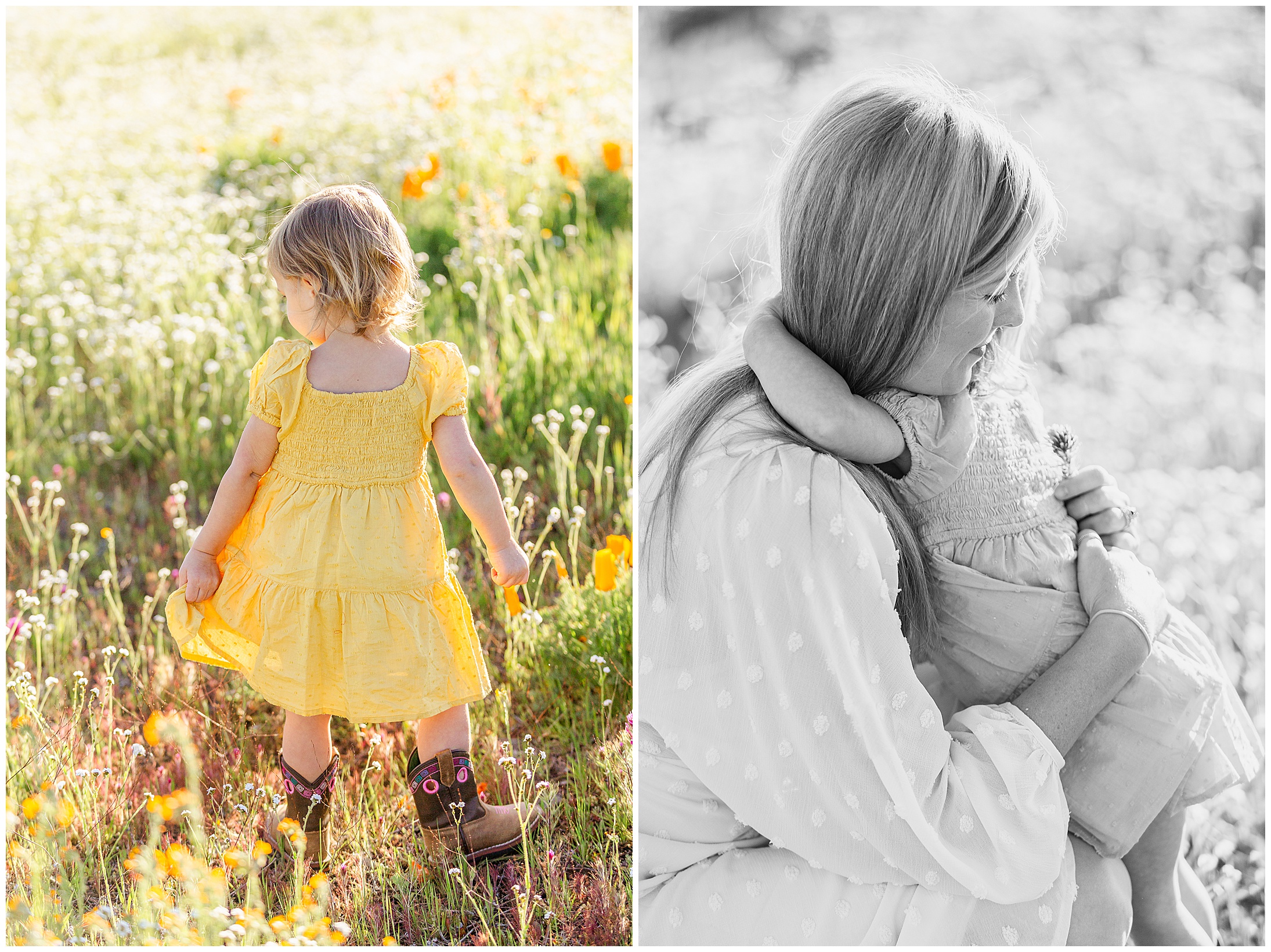 Second Birthday Milestone Session Wildflowers Spring March Yellow,