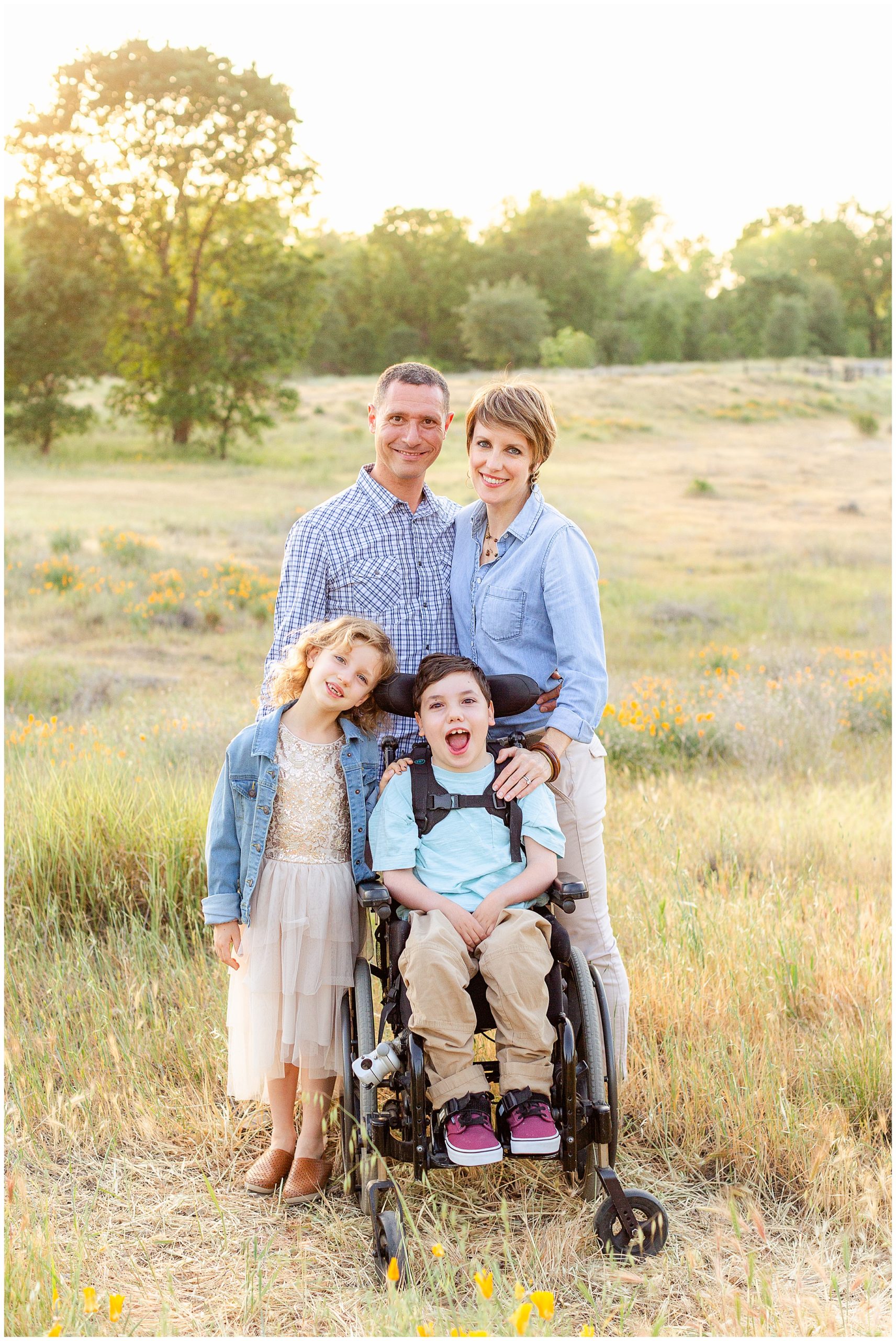 Family Session Grass Field with Wheelchair | Noelle + Quentin