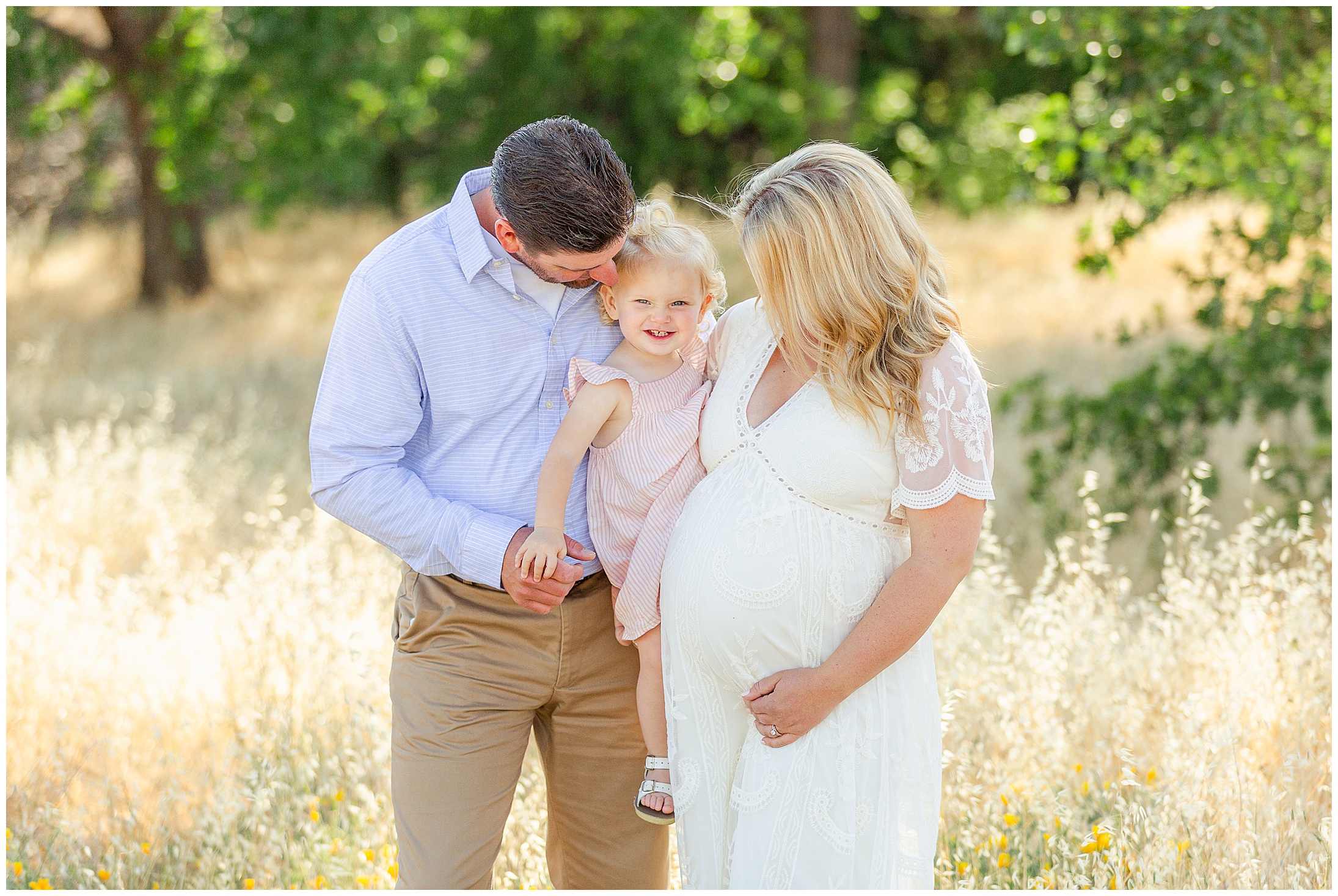 Grass Field Maternity Family Session Chico CA Big Sister,