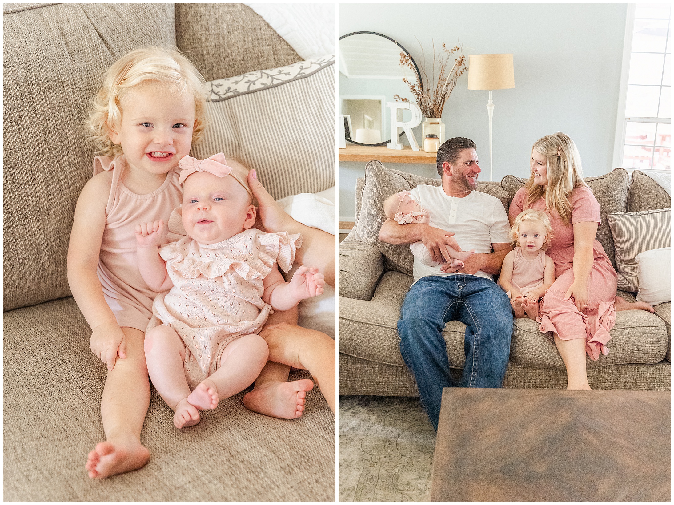 Newborn In Home Lifestyle Session Willows CA Sisters Pink,