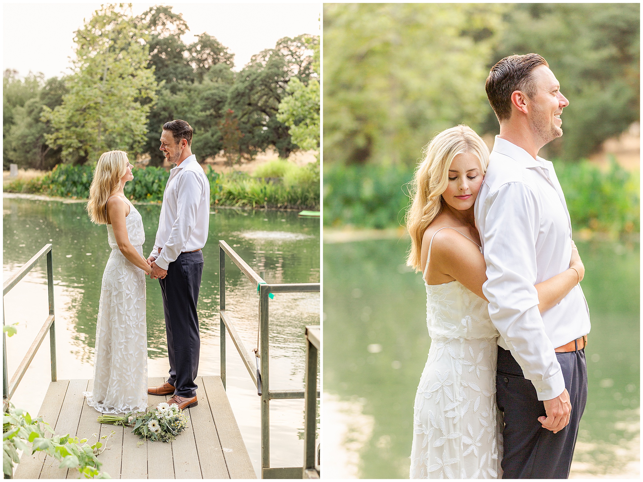 White Ranch Events Anniversary Family Session White Dress Willow Tree Pond,