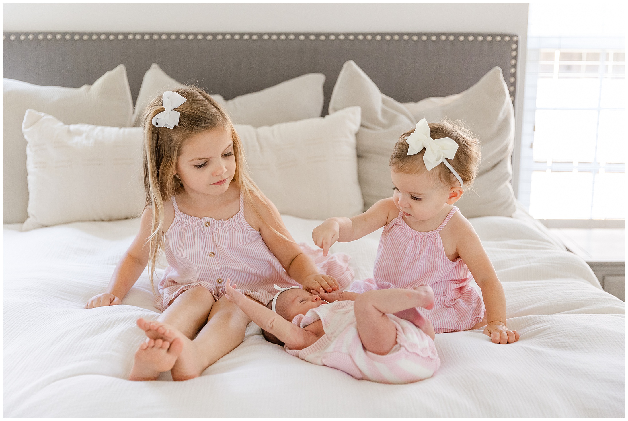 In Home Newborn Lifestyle Session Chico CA Sisters Baby Girl,