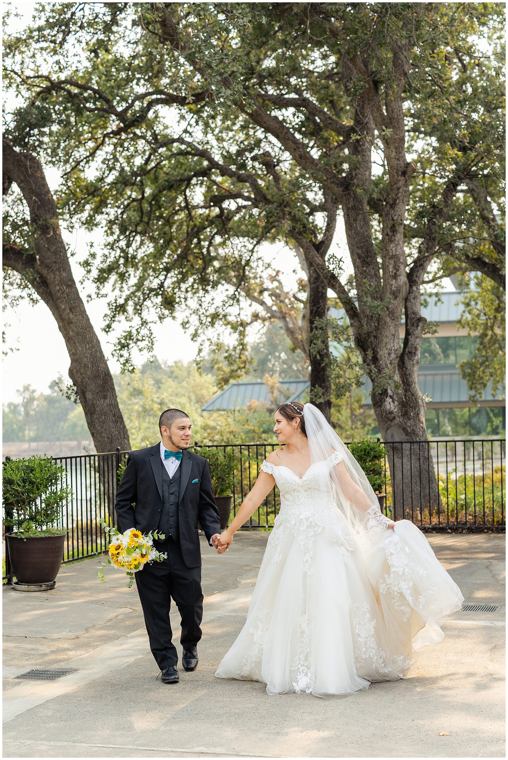 Lakeside Pavilion California Park Walking on Wedding Day | Diana + Miguel