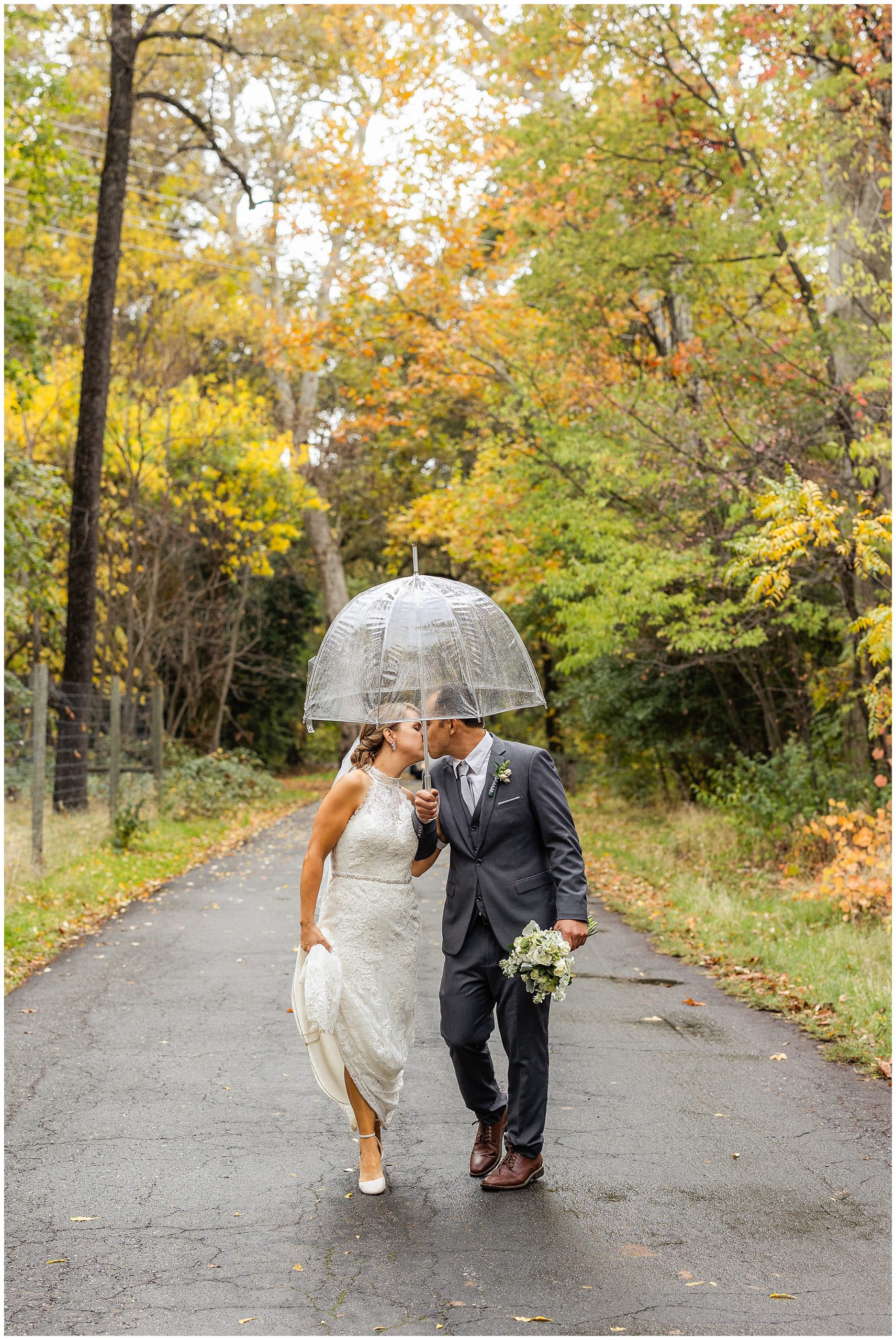 Rainy Wedding Day with Umbrella in Bidwell Park | Glenna + Jordan