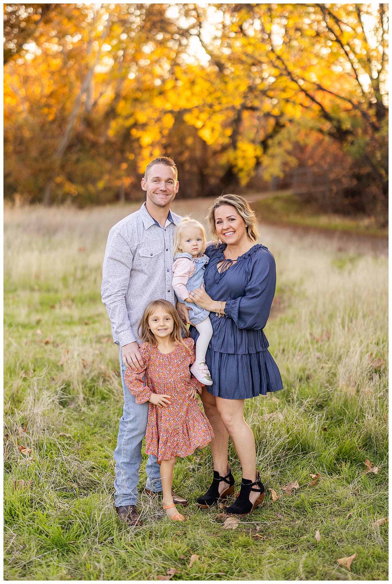 Family Session in Upper Bidwell Park with Yellow Fall Leaves | Jenna + Corey