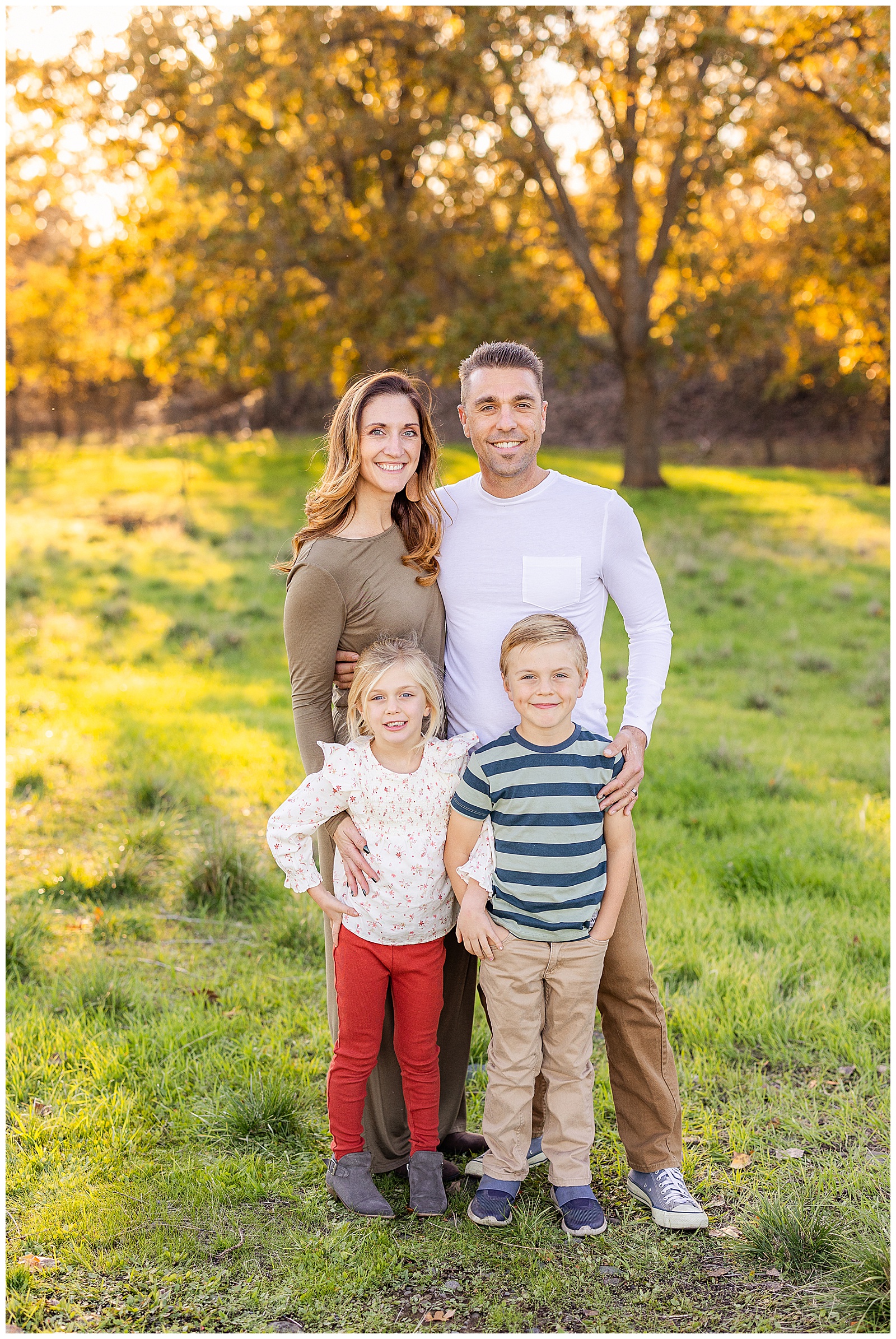 Grass Field Fall Mini Session Family November Green Grass Holiday Christmas Cards,