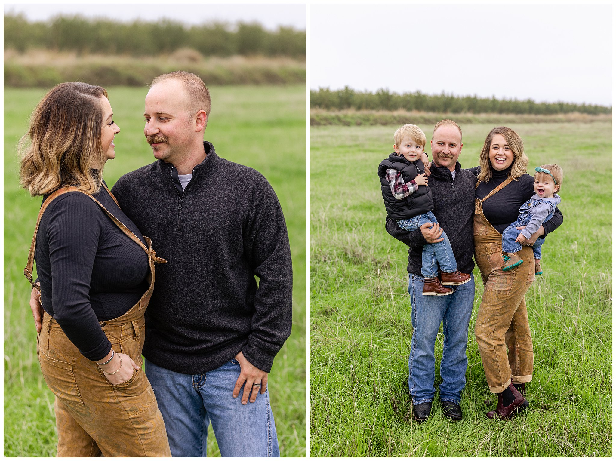 Family Session Private Residence Orland CA Grass Field Overalls,