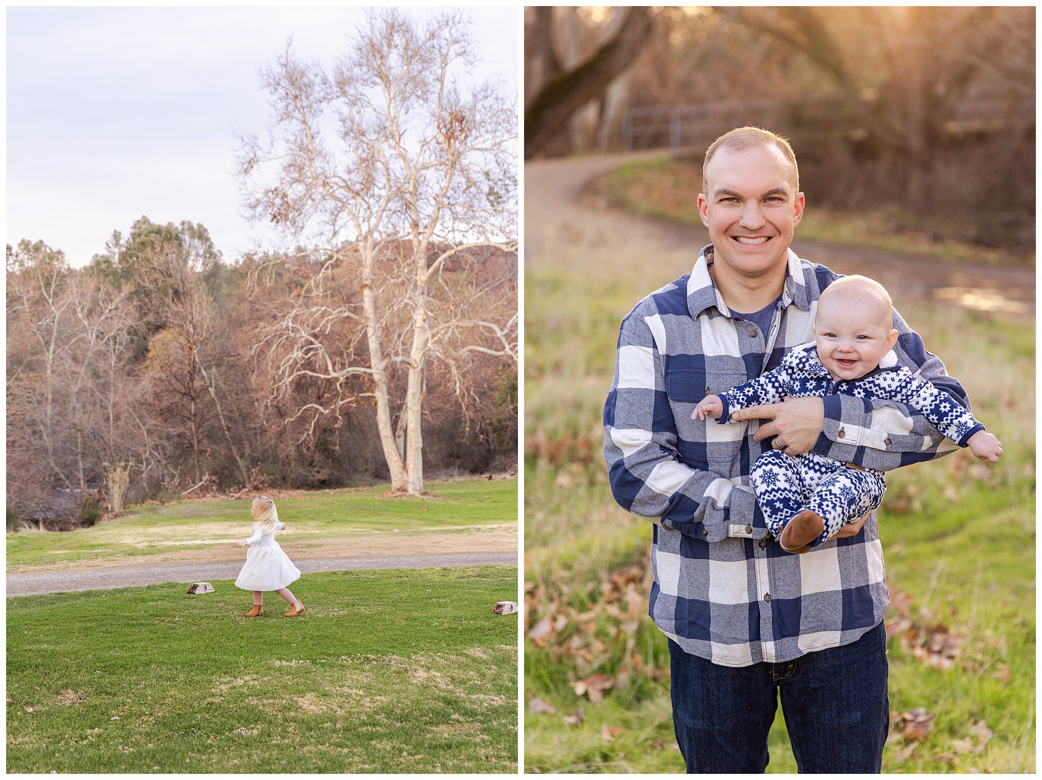 Bidwell Park Golf Course Chico CA Family Session January Winter Blue White,