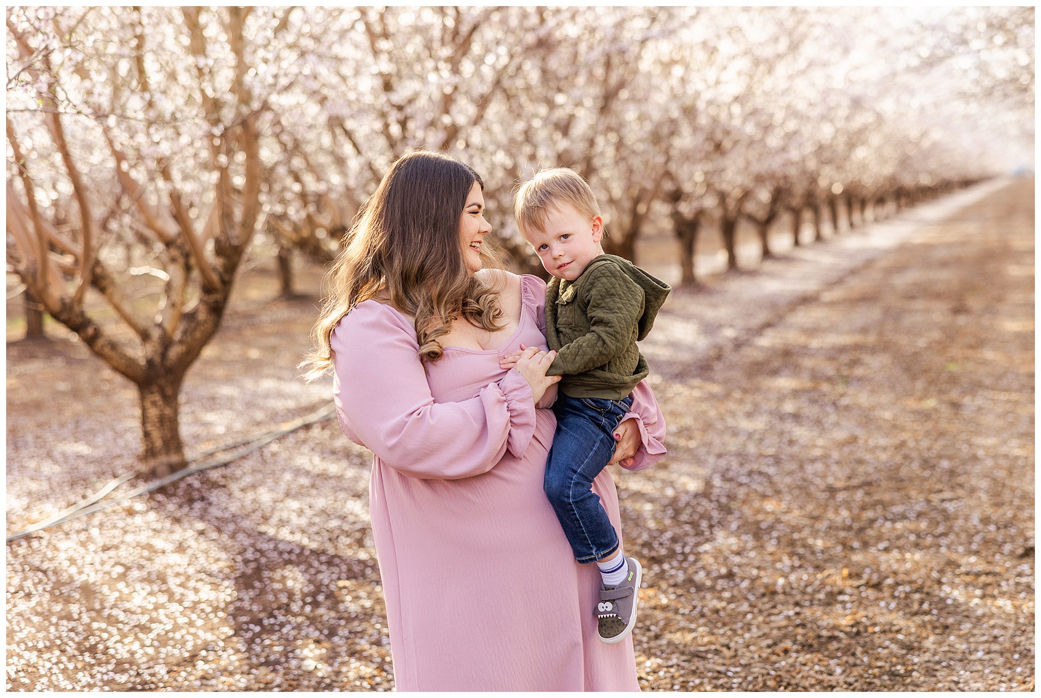 Almond Blossom Mini Sessions February Spring Family Baby Annoucement Siblings Orchard Flowers,