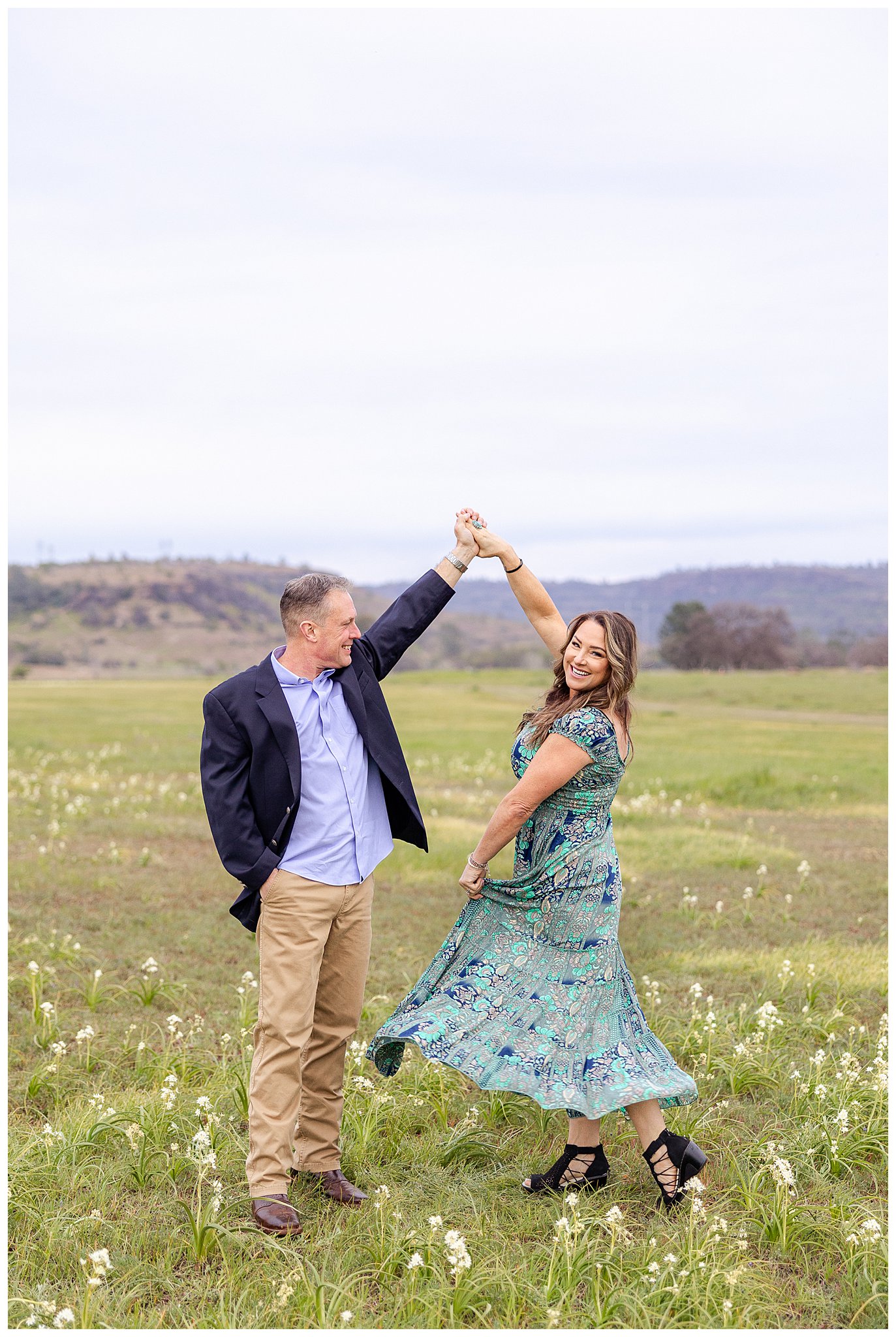 Dancing in Upper Bidwell Park with Wildflowers Engagement | Jen + Brad