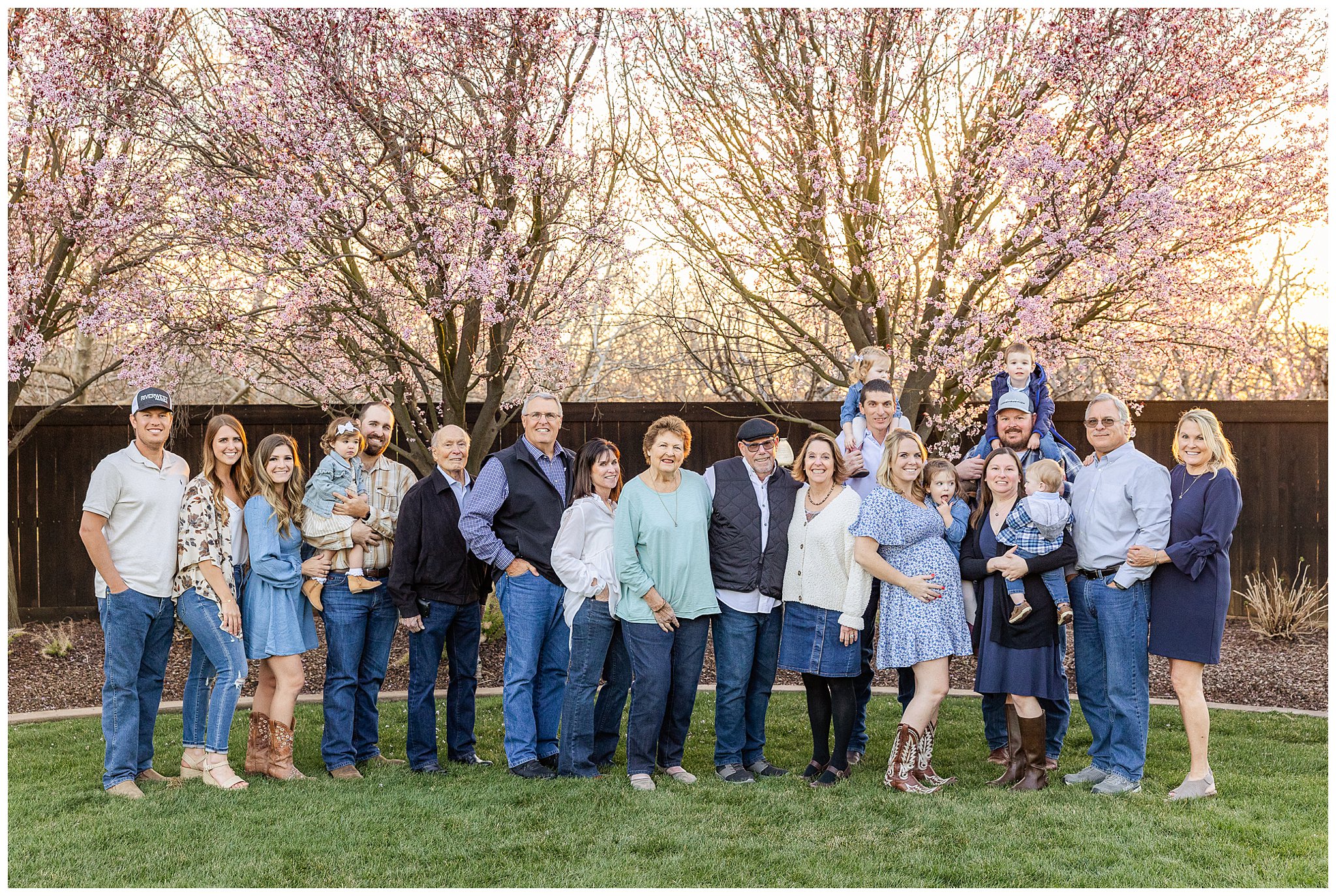Large Extended Family in Blue at Private Residence | Helen + Bill