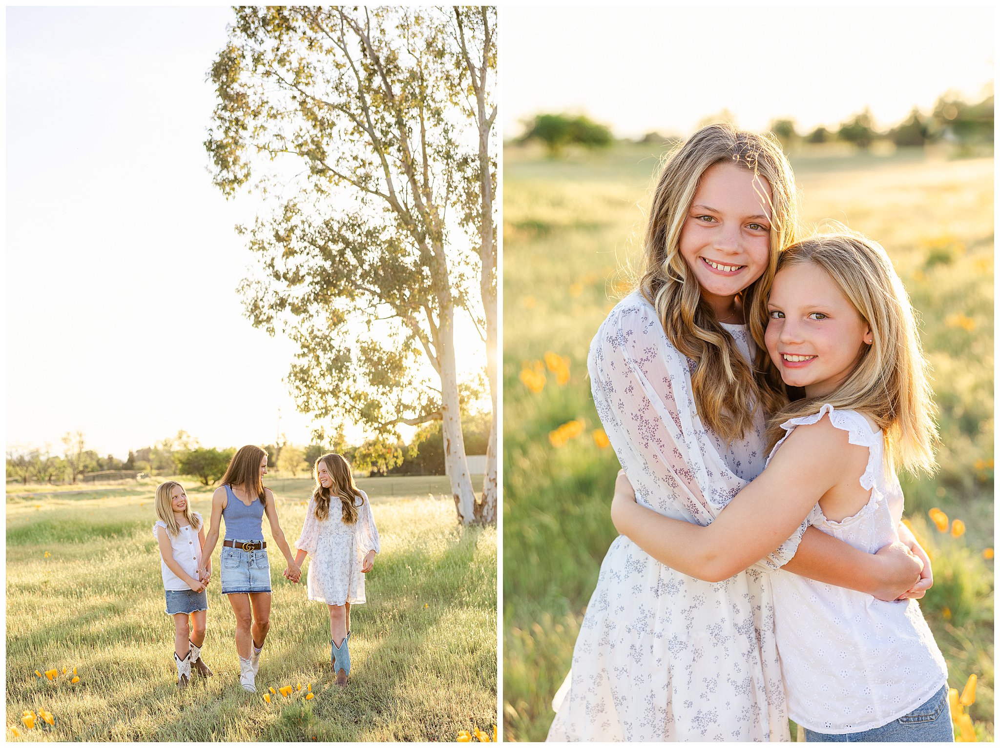 Wildflower Family Mini Sessions Chico CA Spring March California Poppies Hat Denim Jacket,