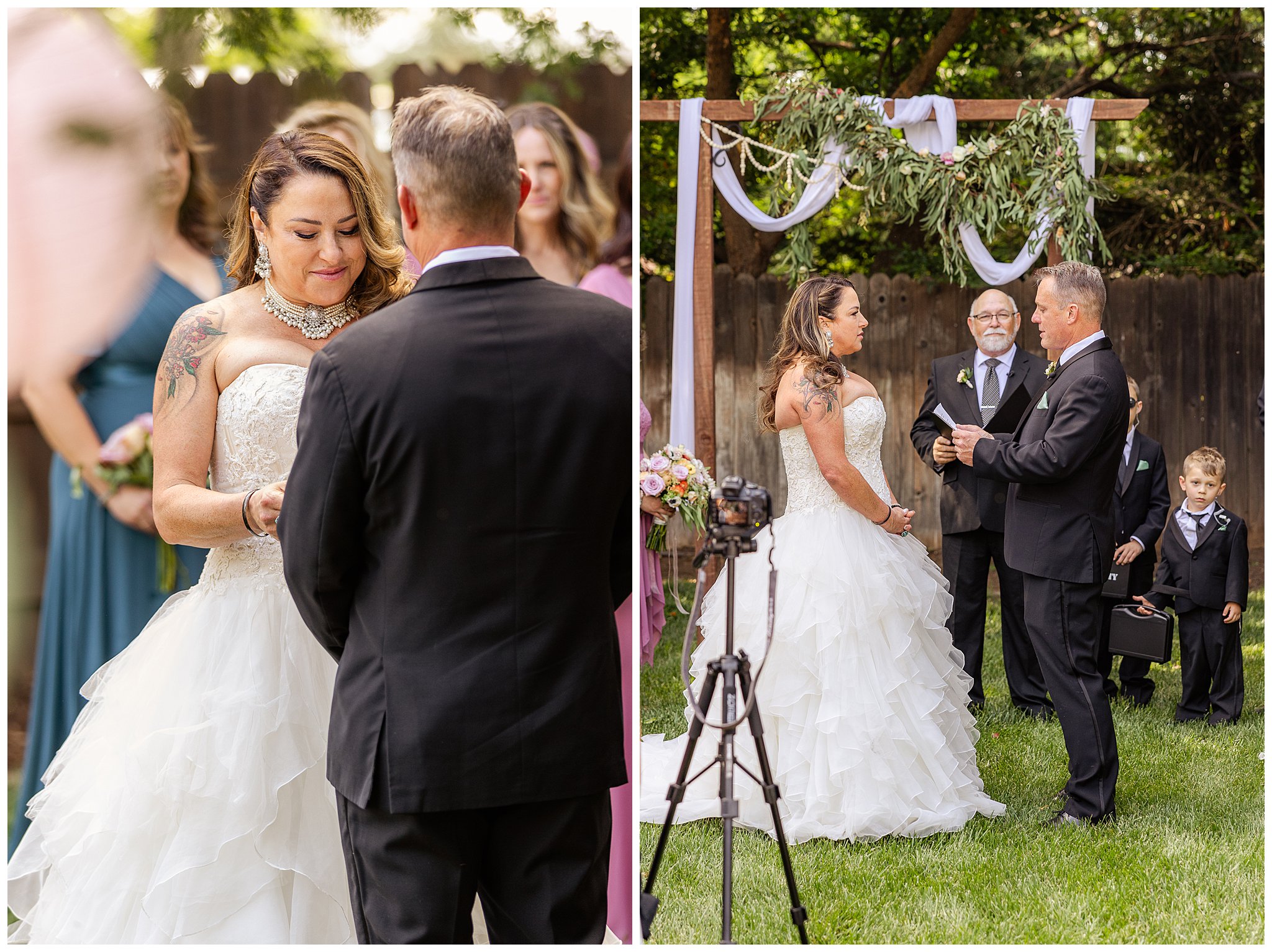 Backyard Wedding Chico CA First Look Bidwell Park Muted Pastel New Orleans Theme,