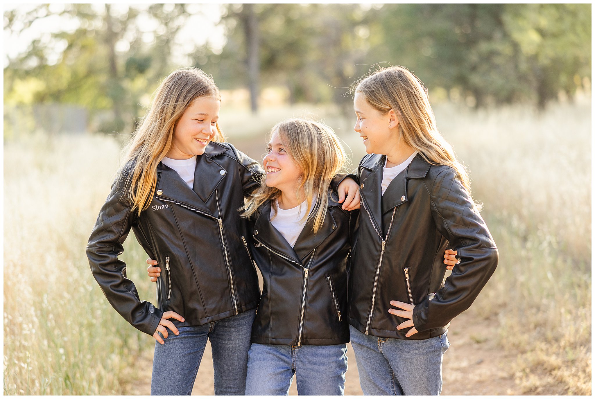 Upper Bidwell Park Trail Girlfriends Session Chico CA Moto Jackets Jeans Spring May,