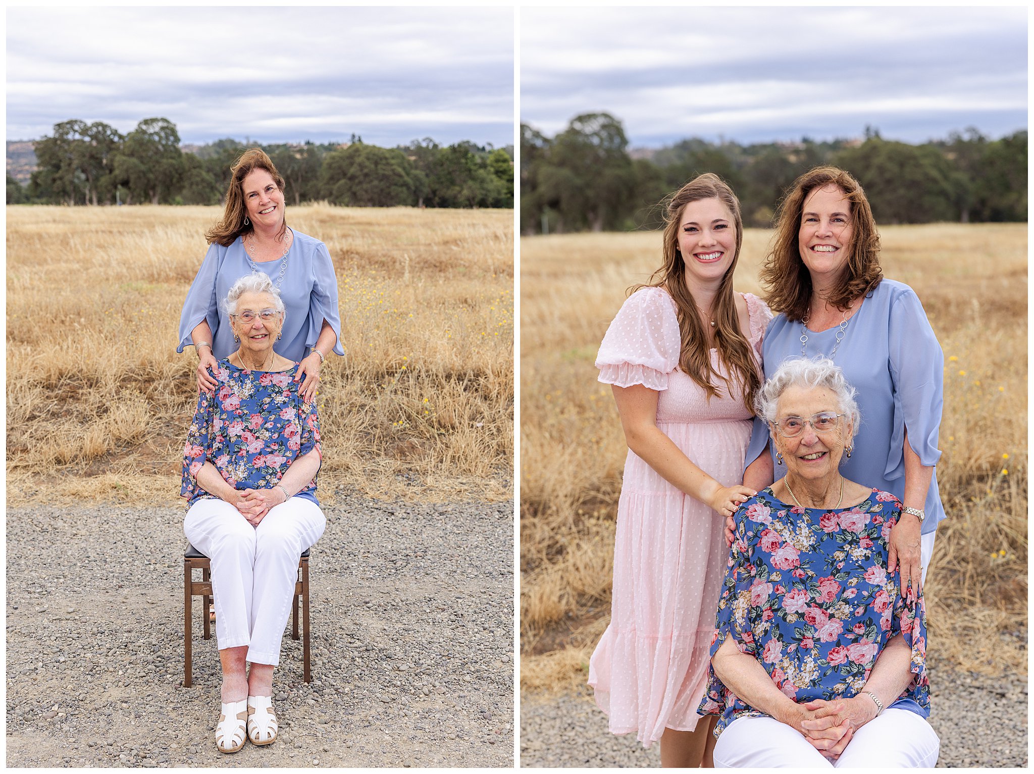 Upper Bidwell Park Extended Family Session Pink Neutral White Chico CA Summer June Sisters,