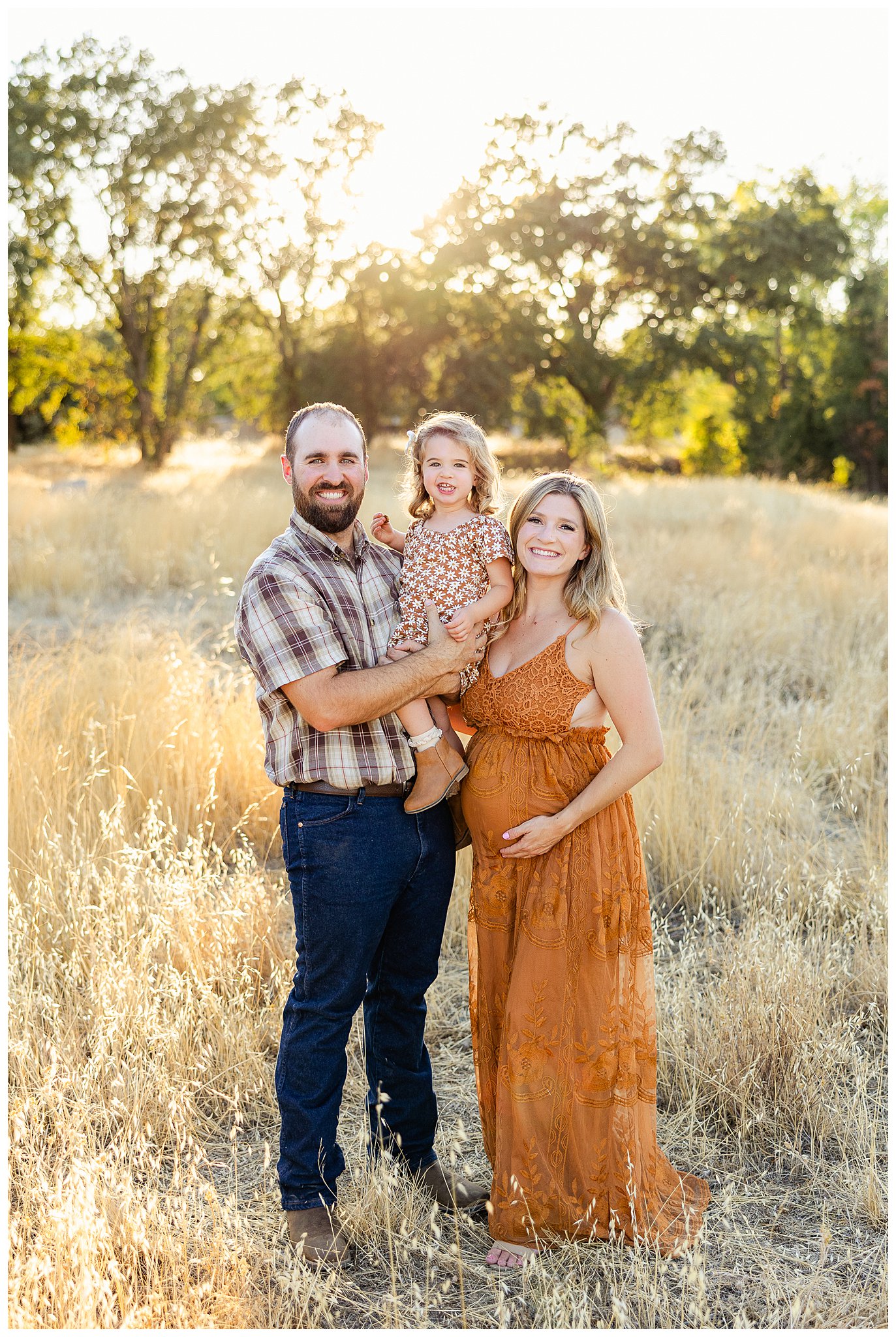 Late Summer Family Maternity Session with Burnt Orange Dress | Andie + Steven