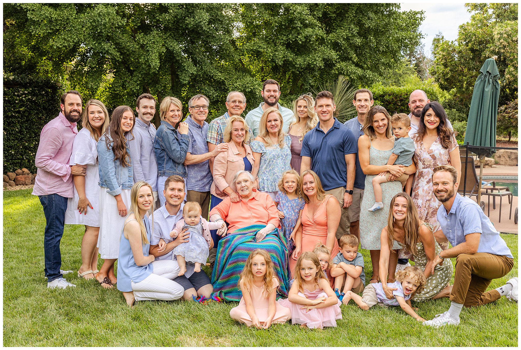 Large Extended Family Session at Private Residence for Grandma's 90th Birthday | Carla + Mark
