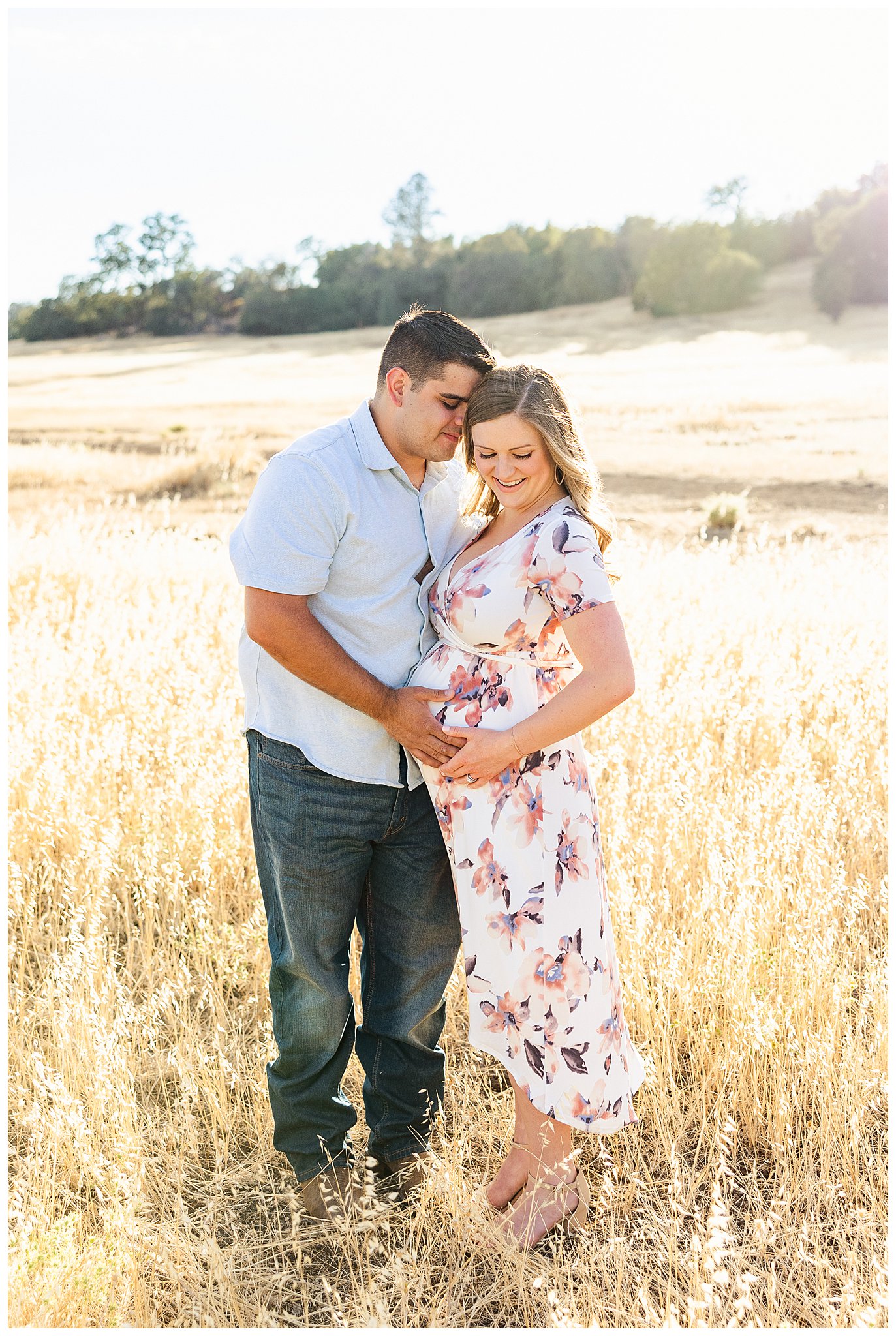 Upper Bidwell Park Maternity Session Chico CA Summer August Floral Dress,