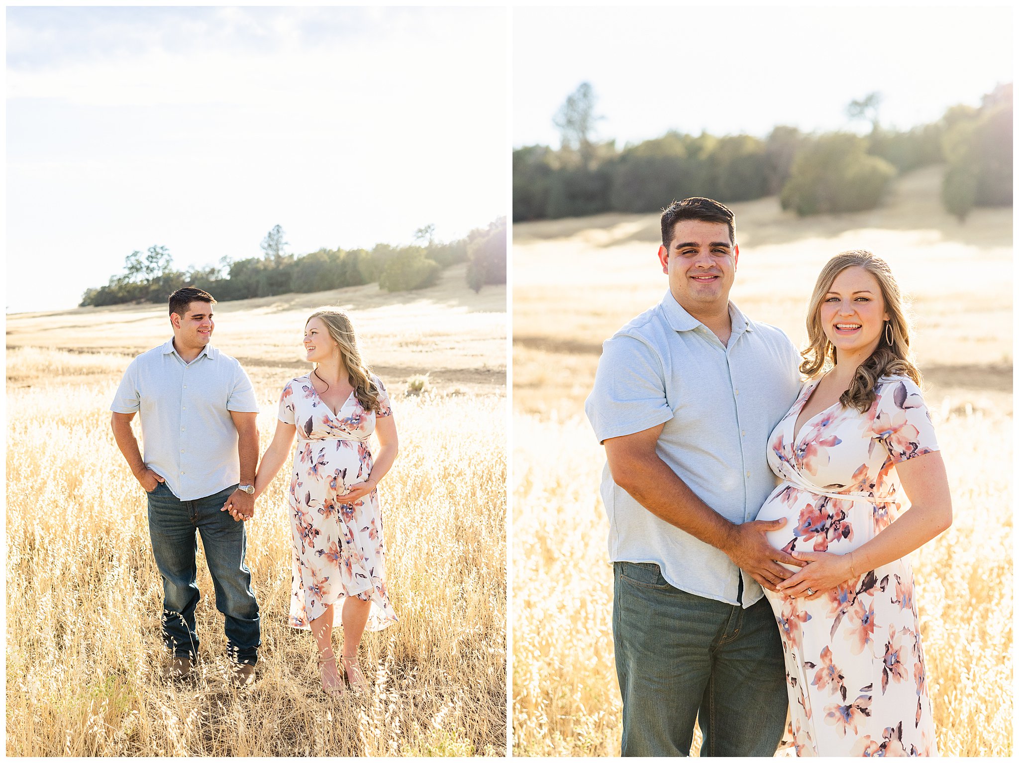 Upper Bidwell Park Maternity Session Chico CA Summer August Floral Dress,