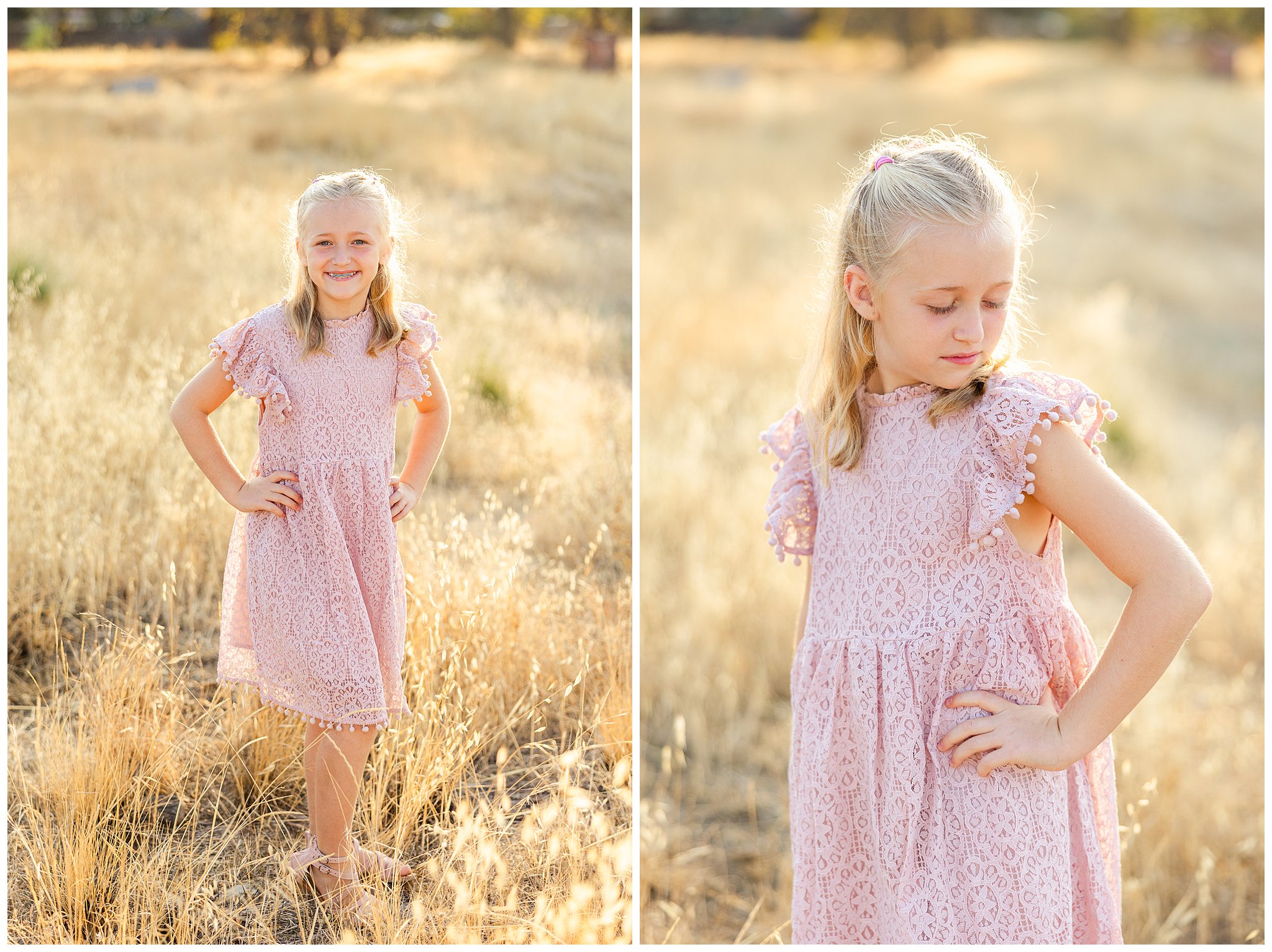 Mother Daughter Family Session Grass Field Chico CA Pink White Pastels Fall September,