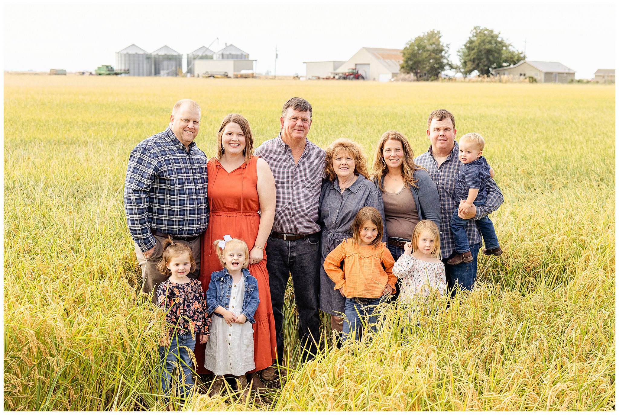 Extended Family Session in Rice Field | Lisa + Dan