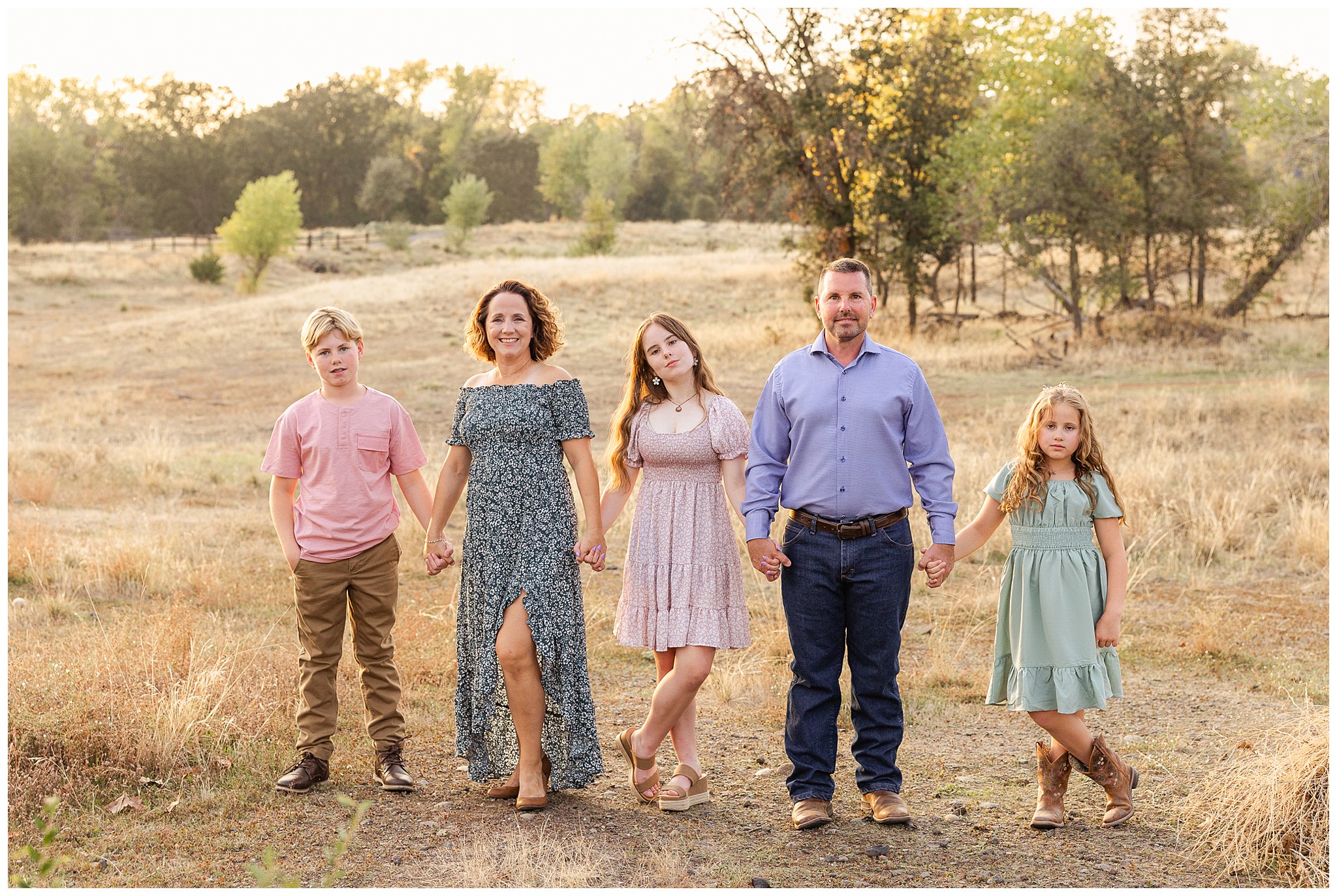 Grass Field Family Session Chico CA September Fall Light Pastels,