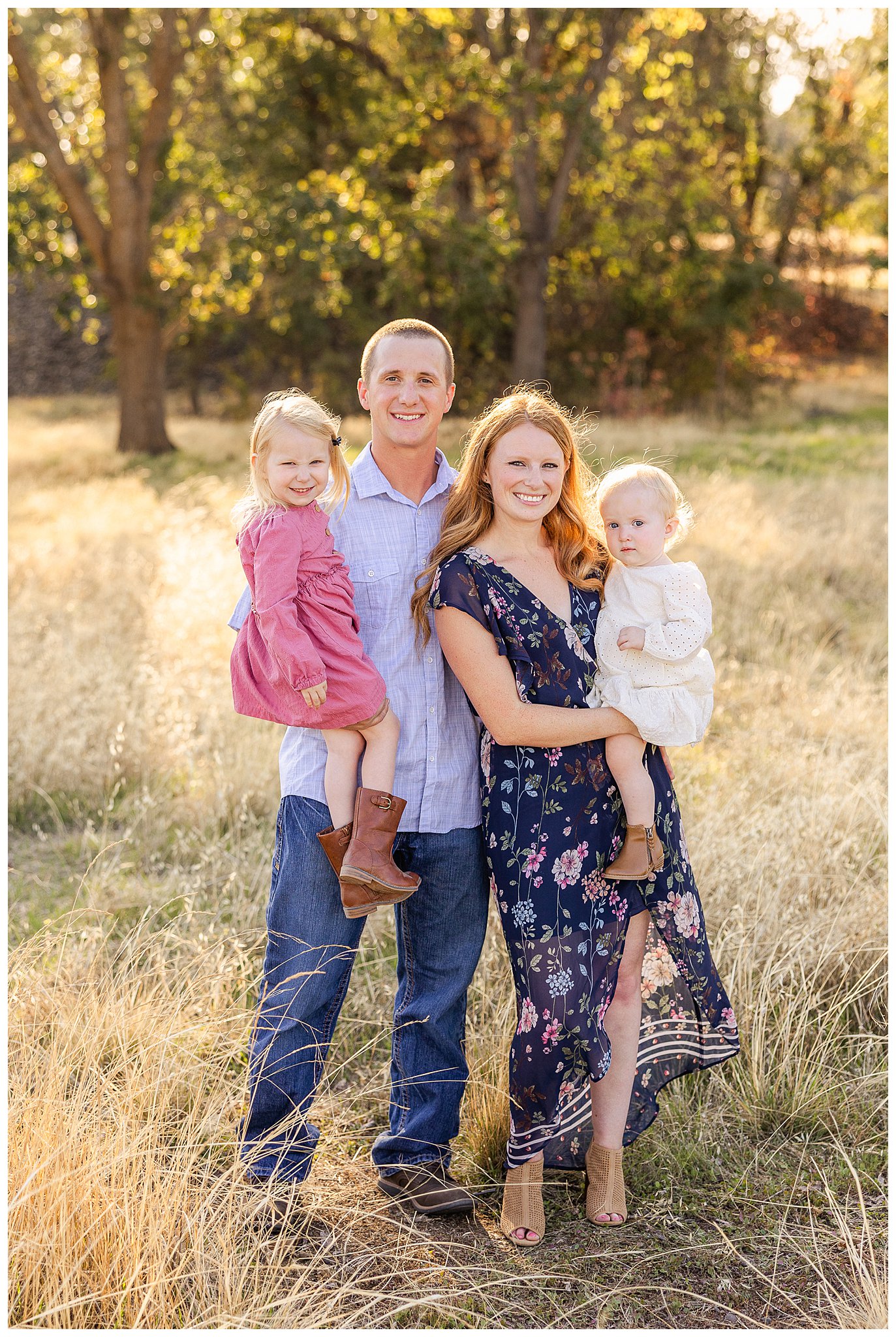 Fall Family Session in Grass Field Pink and Blue | Miranda + Dan