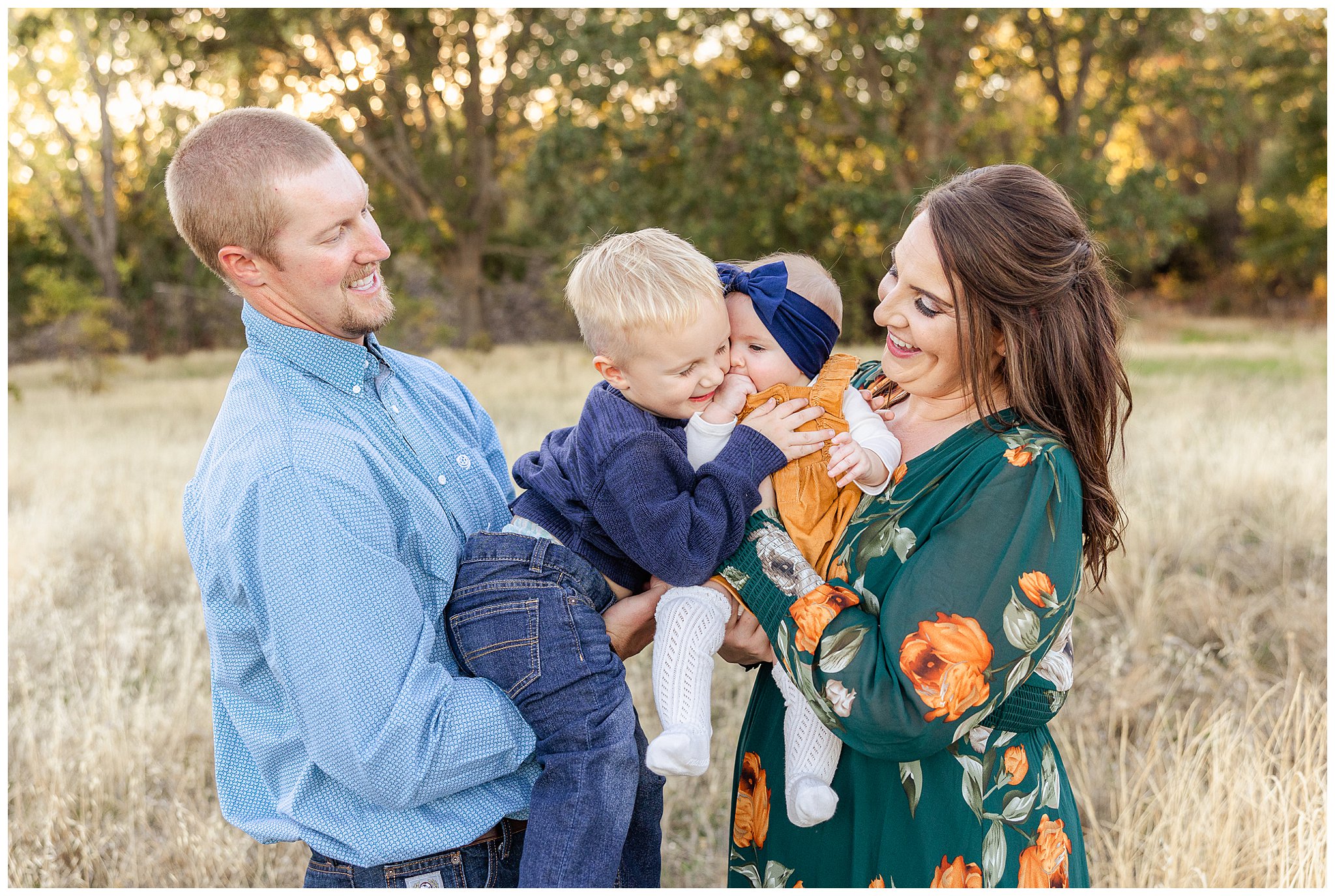 Fall Mini Sessions Meriam Park Chico CA Family White Wall Fall Colors Dress Baby Siblings,