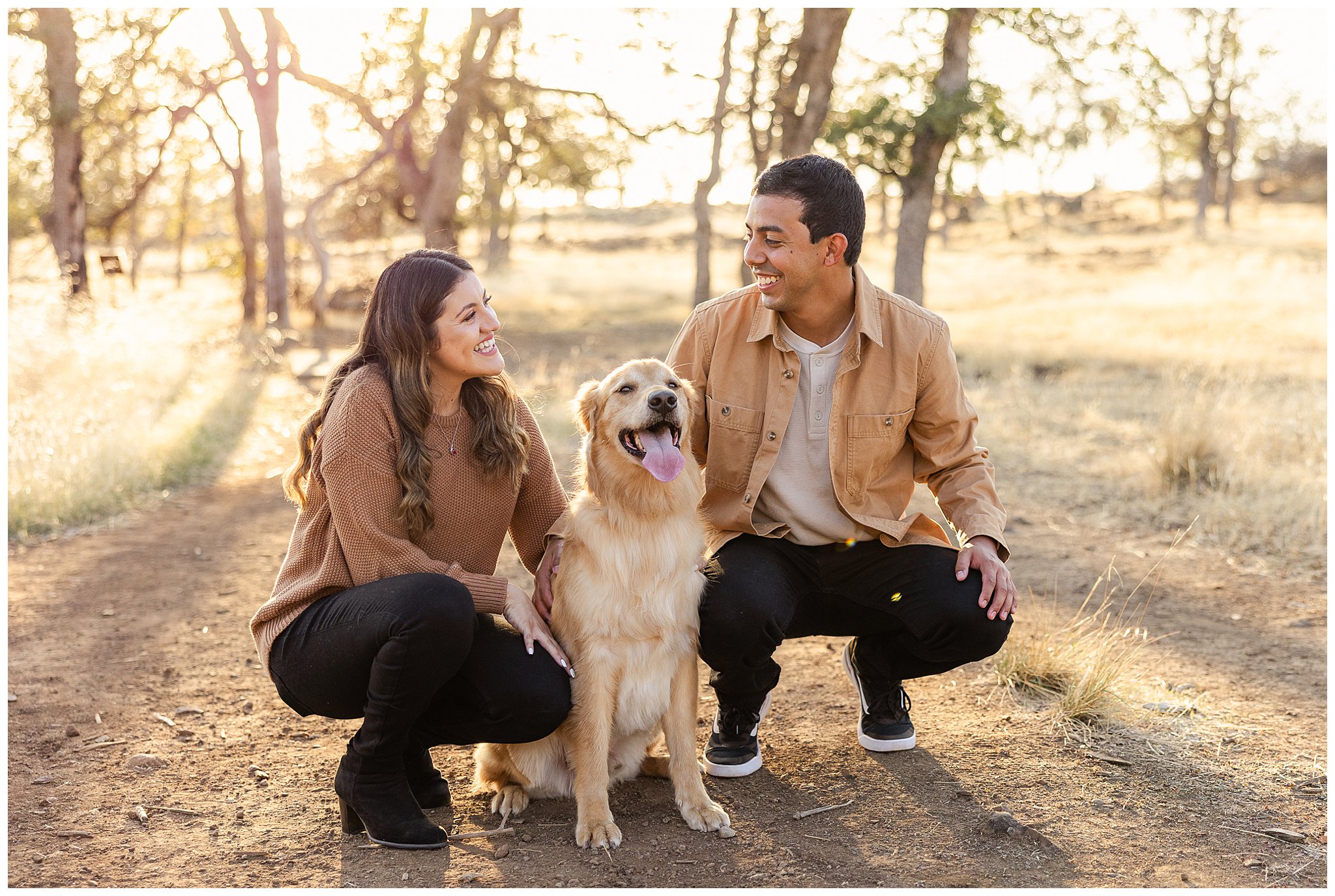 Peregrine Point Disc Golf Course Chico CA Bidwell Park Dog Golden Retriever Sweater Pink Dress Canyon Engagement Ring,