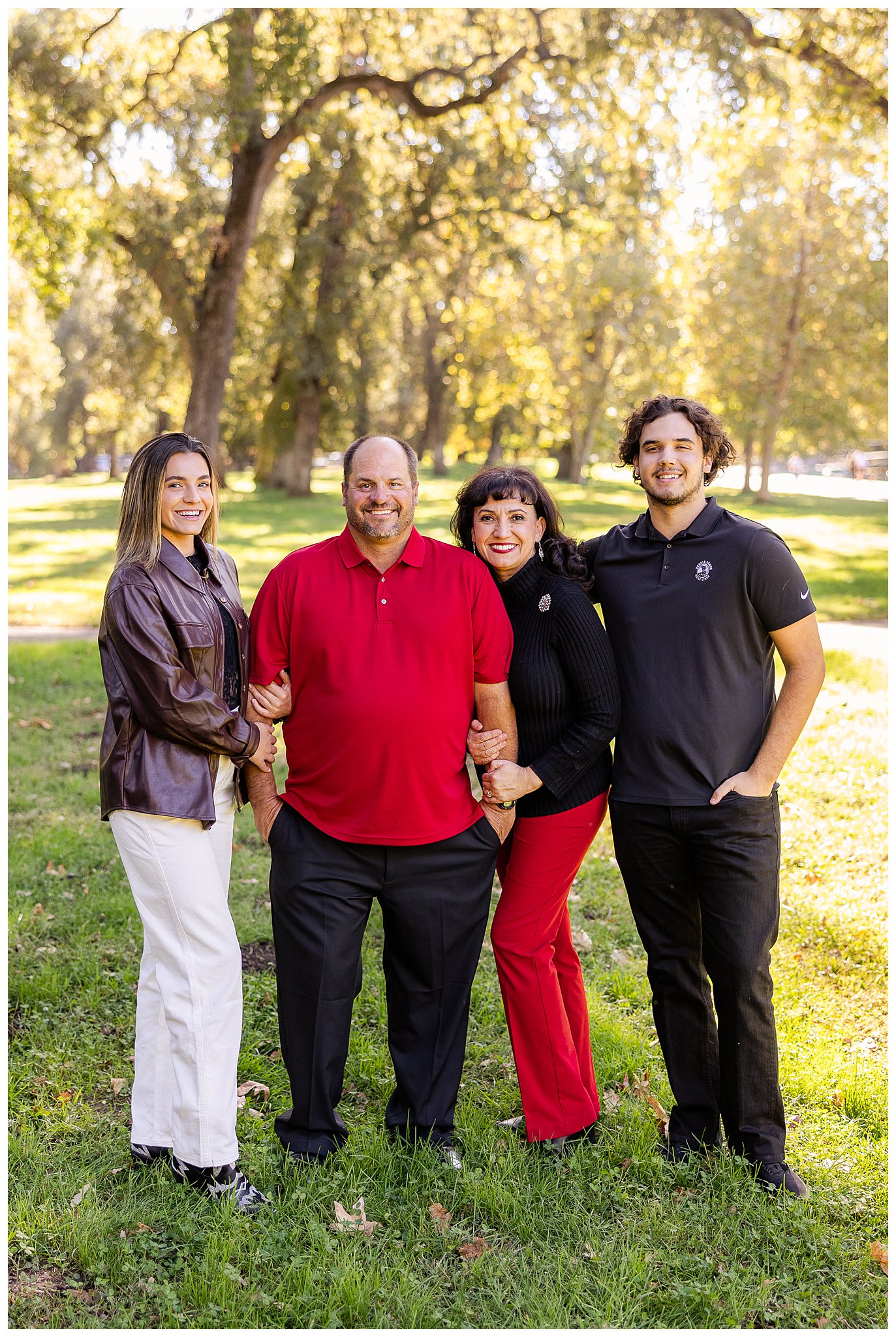 Fall Family Session in Red and Black in Lower Bidwell Park | Janet + Tony