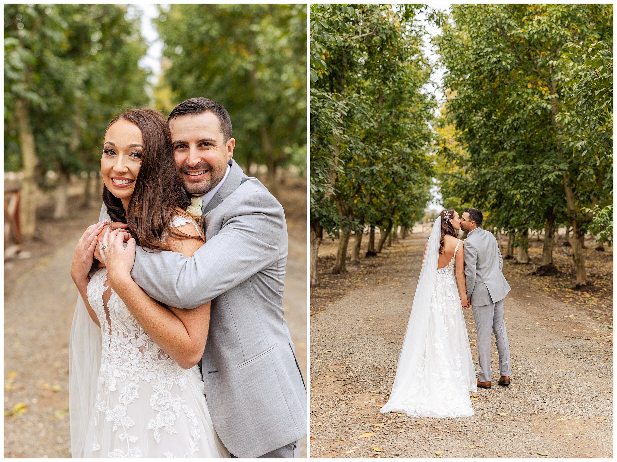 The Barn Pheasant Trail Ranch Wedding Chico CA First Look White Barn Walnut Orchard Bridal Party Ceremony Floral Floor Arch November Fall,