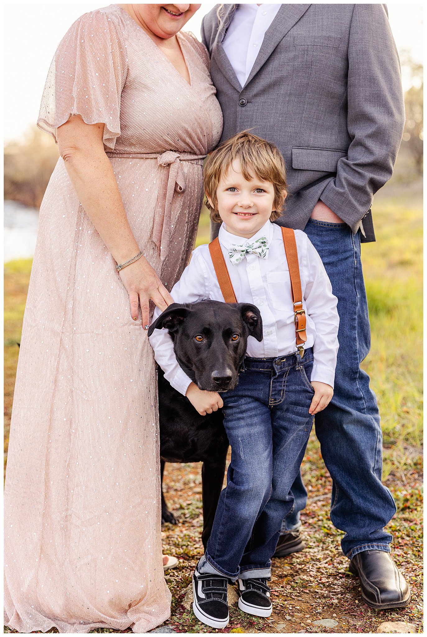 Creekside Anniversary Family Session Chico CA March Spring Dog Black Lab Sparkly Dress_0013.jpg