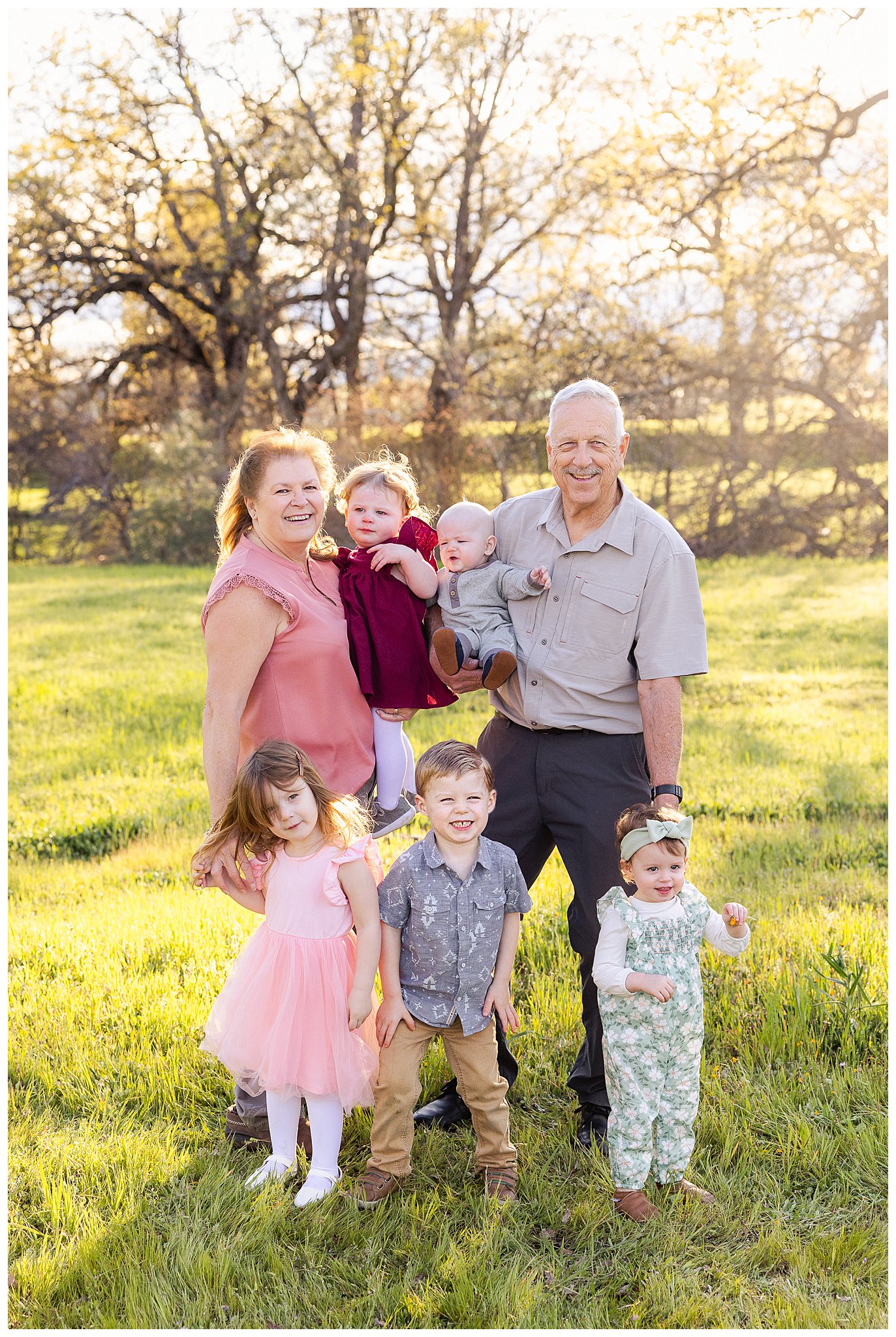 Grandparents with Grandchildren in Grass Field | Valerie + Roy